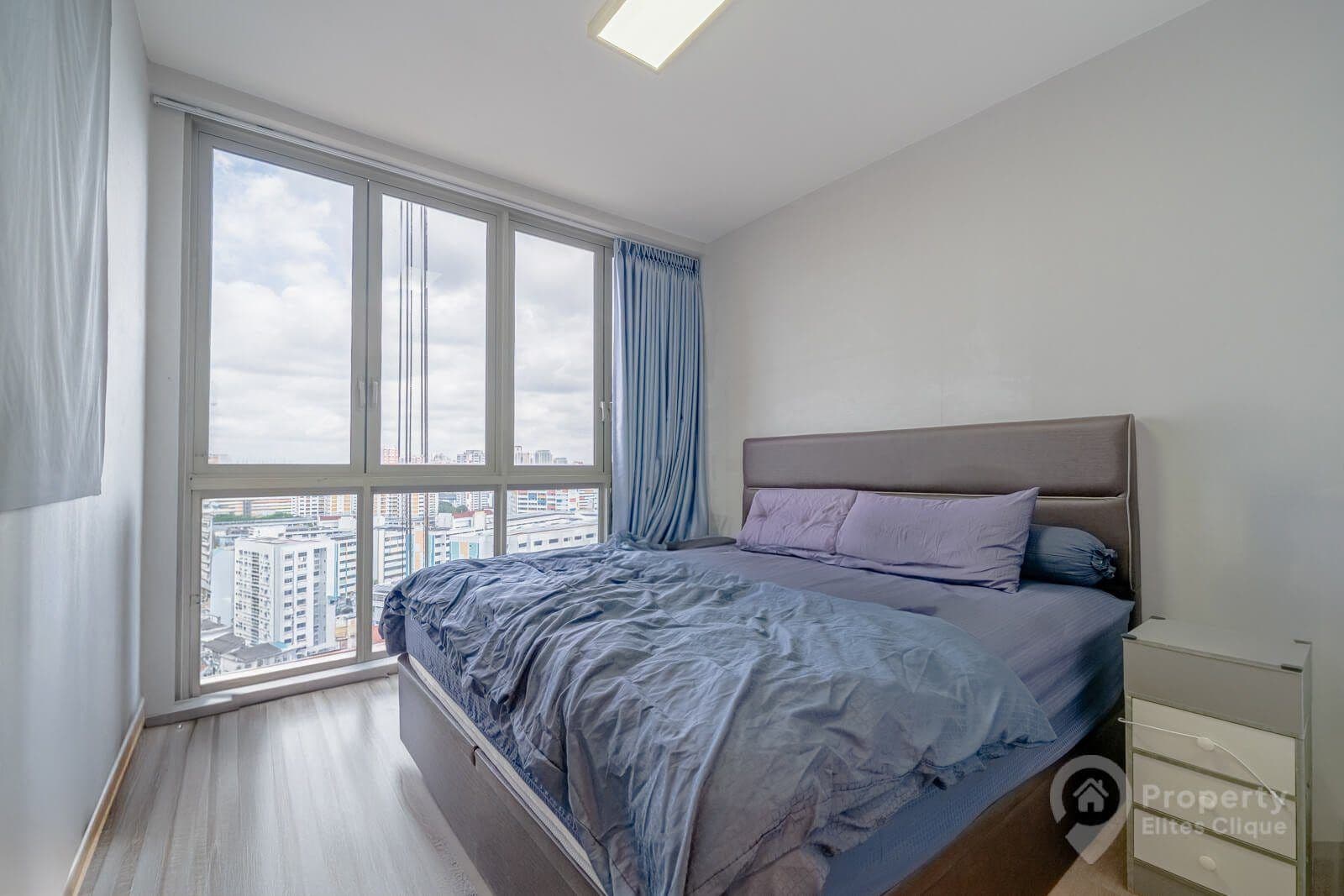 Bedroom of the Sol Acres unit that was sold, with its high-floor view