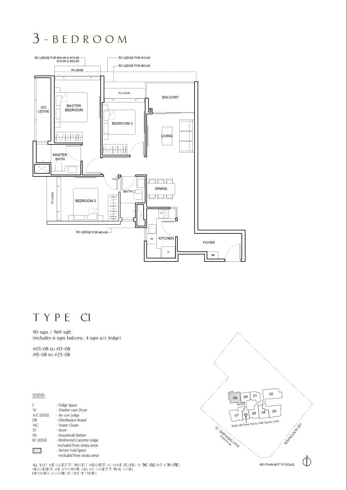 The Arcady at Boon Keng, floor plan C1 (3 Bedroom)