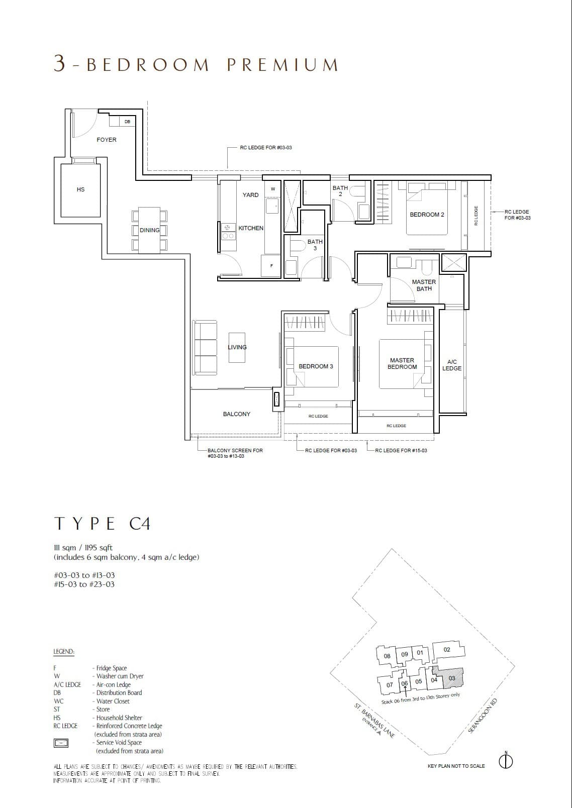 The Arcady at Boon Keng, floor plan C4 (3 Bedroom Premium)