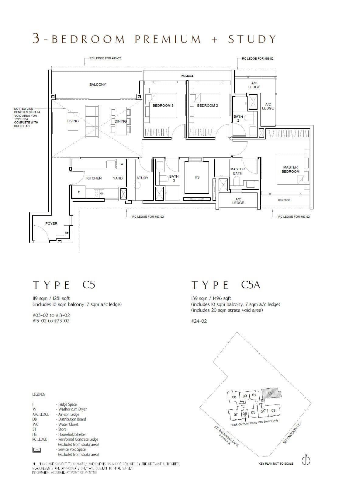 The Arcady at Boon Keng, floor plan C5 (3 Bedroom Premium + Study)