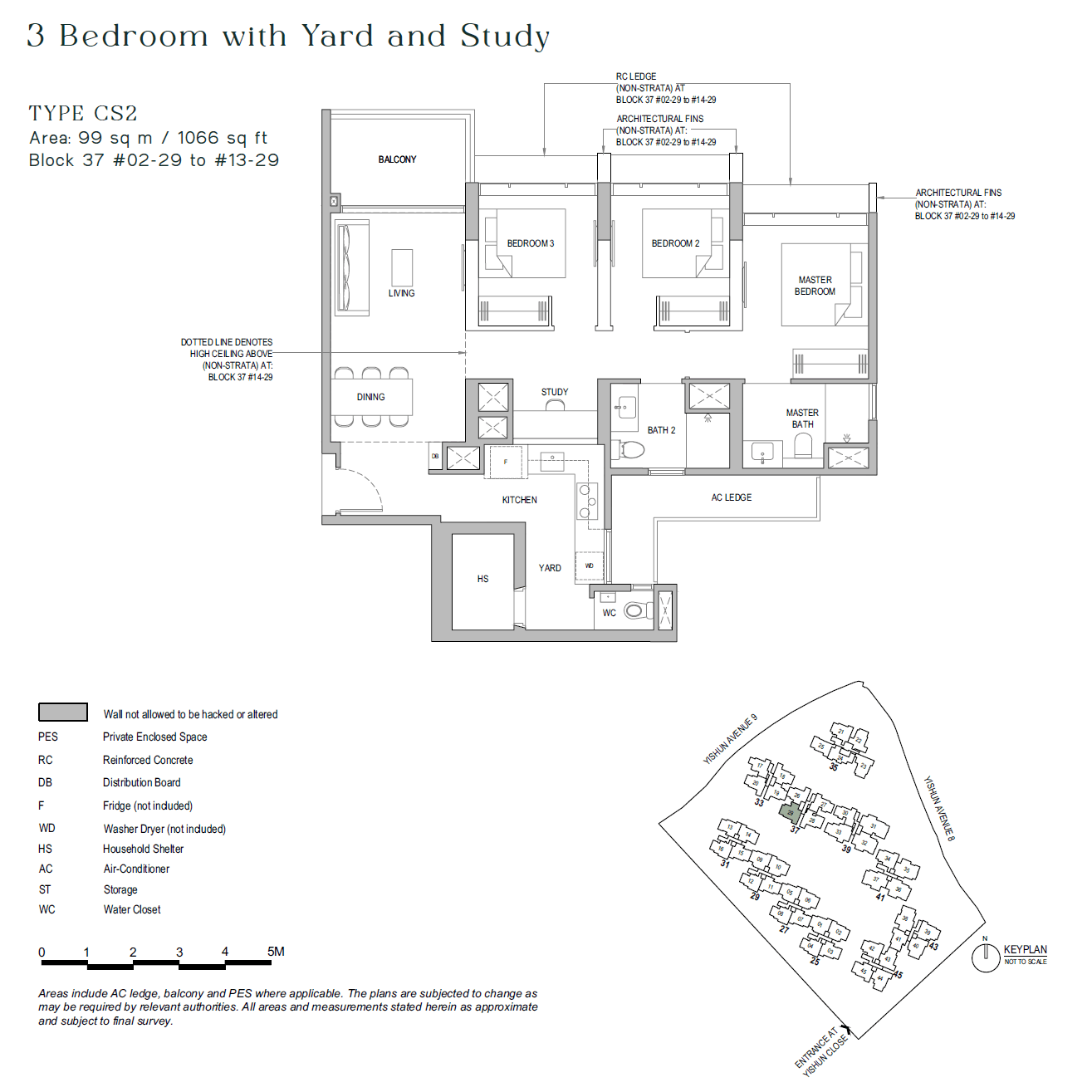 North Gaia, floor plan CS2 (3 Bedroom + Yard + Study)
