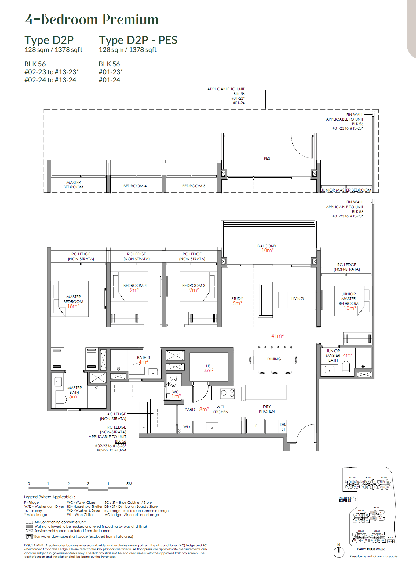 Narra Residences, floor plan D2P-PES (4 Bedroom Premium)
