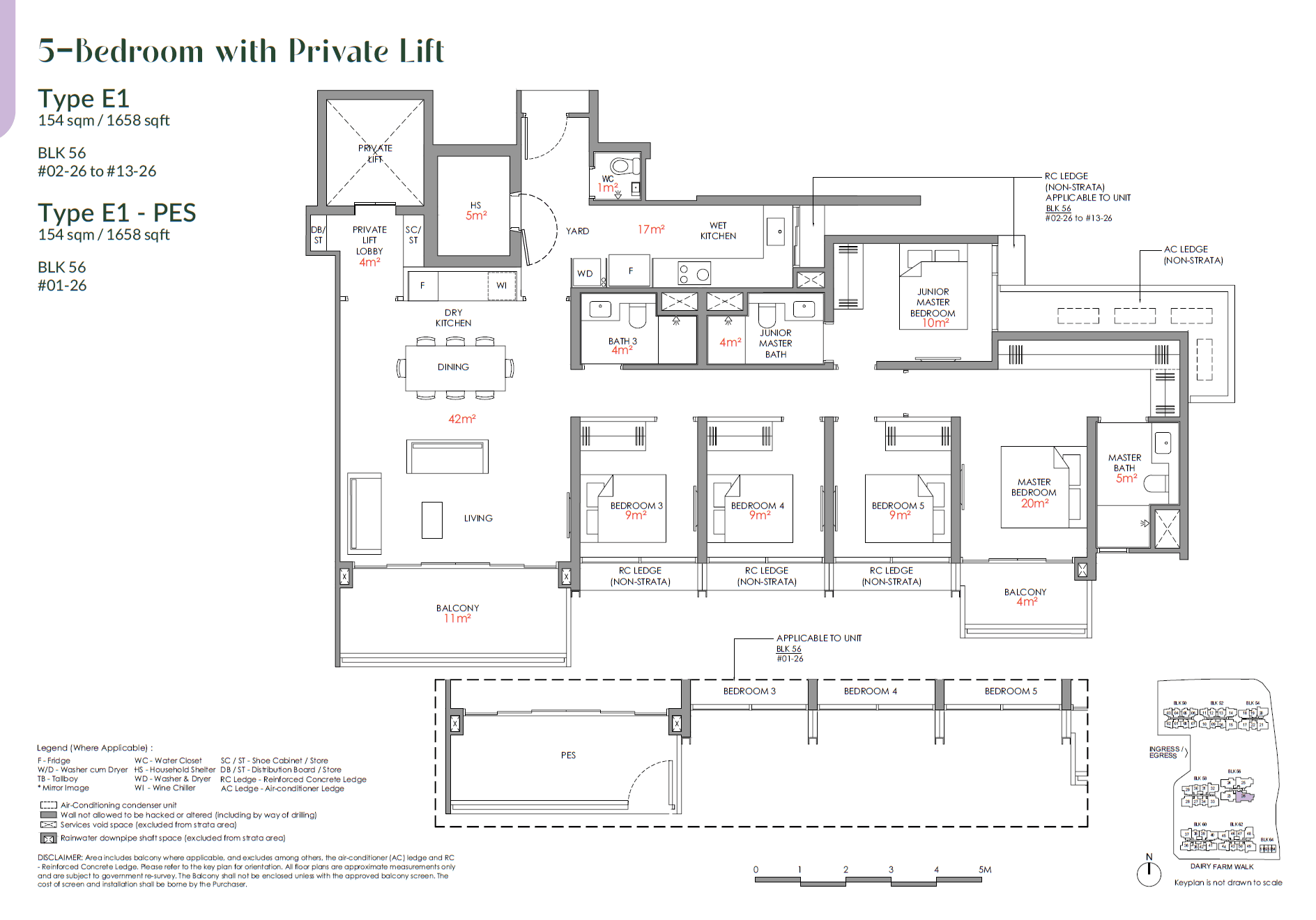 Narra Residences, floor plan E1 (5 Bedroom with Private Lift)
