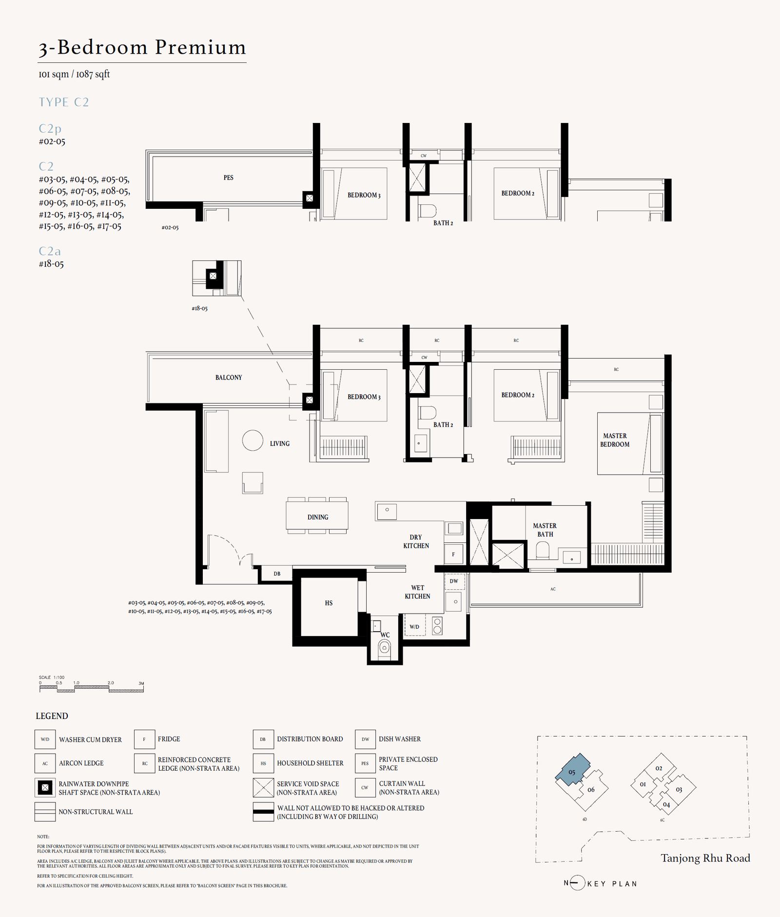 Arina East Residences, floor plan C2p (3 Bedroom Premium)