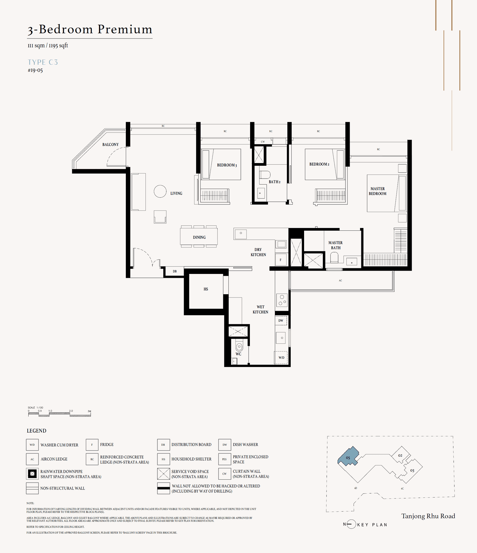 Arina East Residences, floor plan C3 (3 Bedroom Premium)