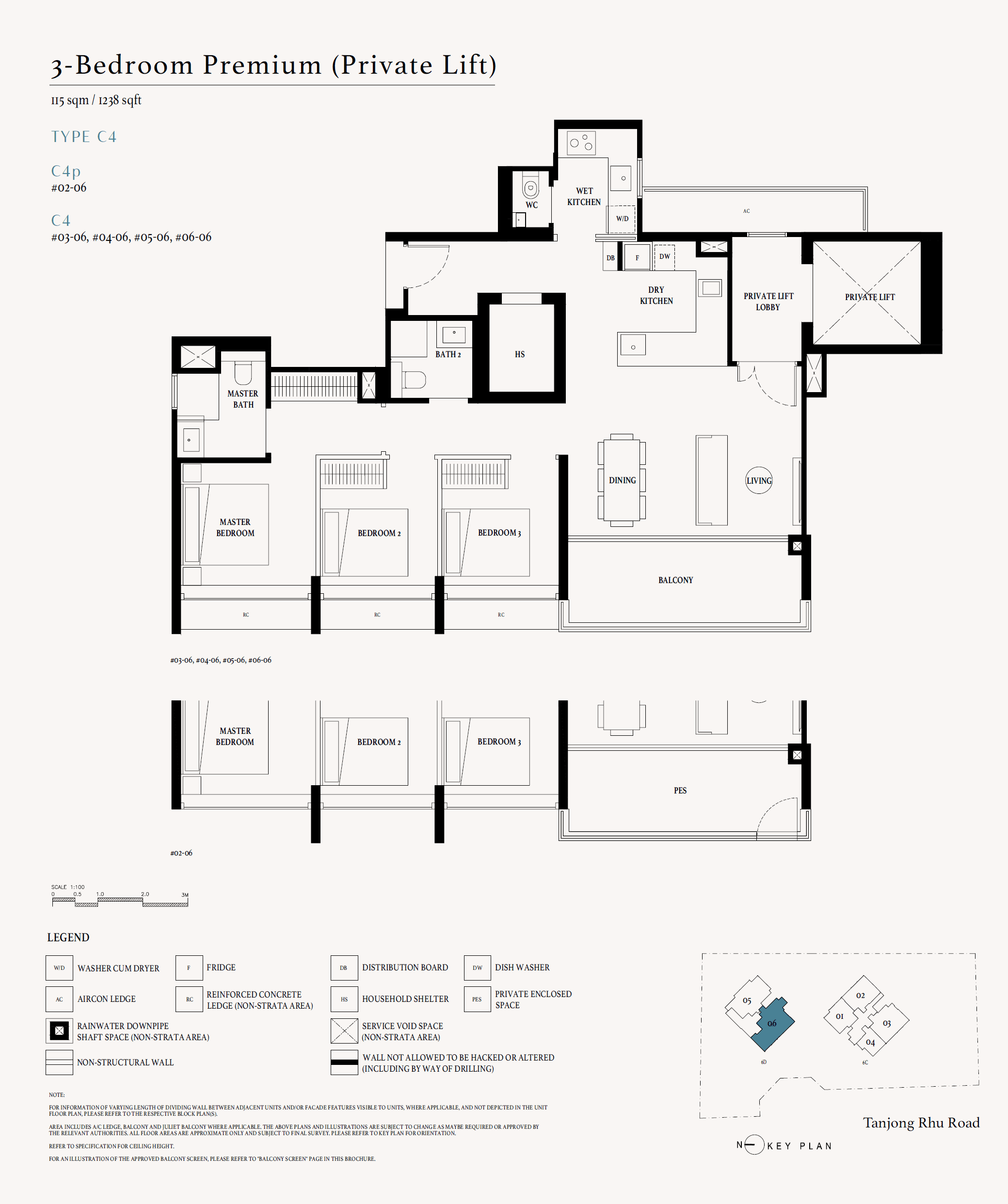 Arina East Residences, floor plan C4 (3 Bedroom Premium (Private Lift))