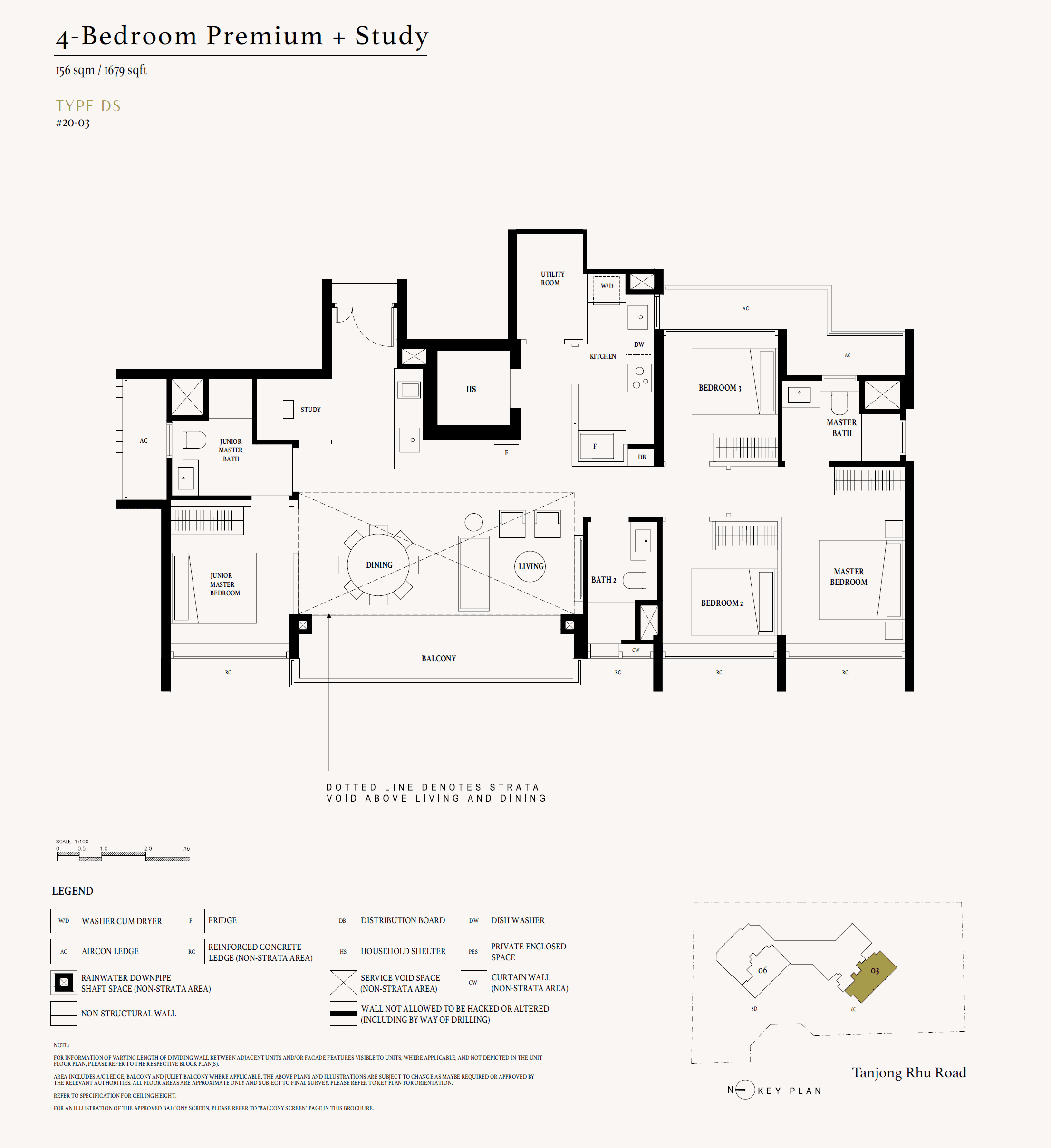 Arina East Residences, floor plan DS (4 Bedroom Premium + Study)