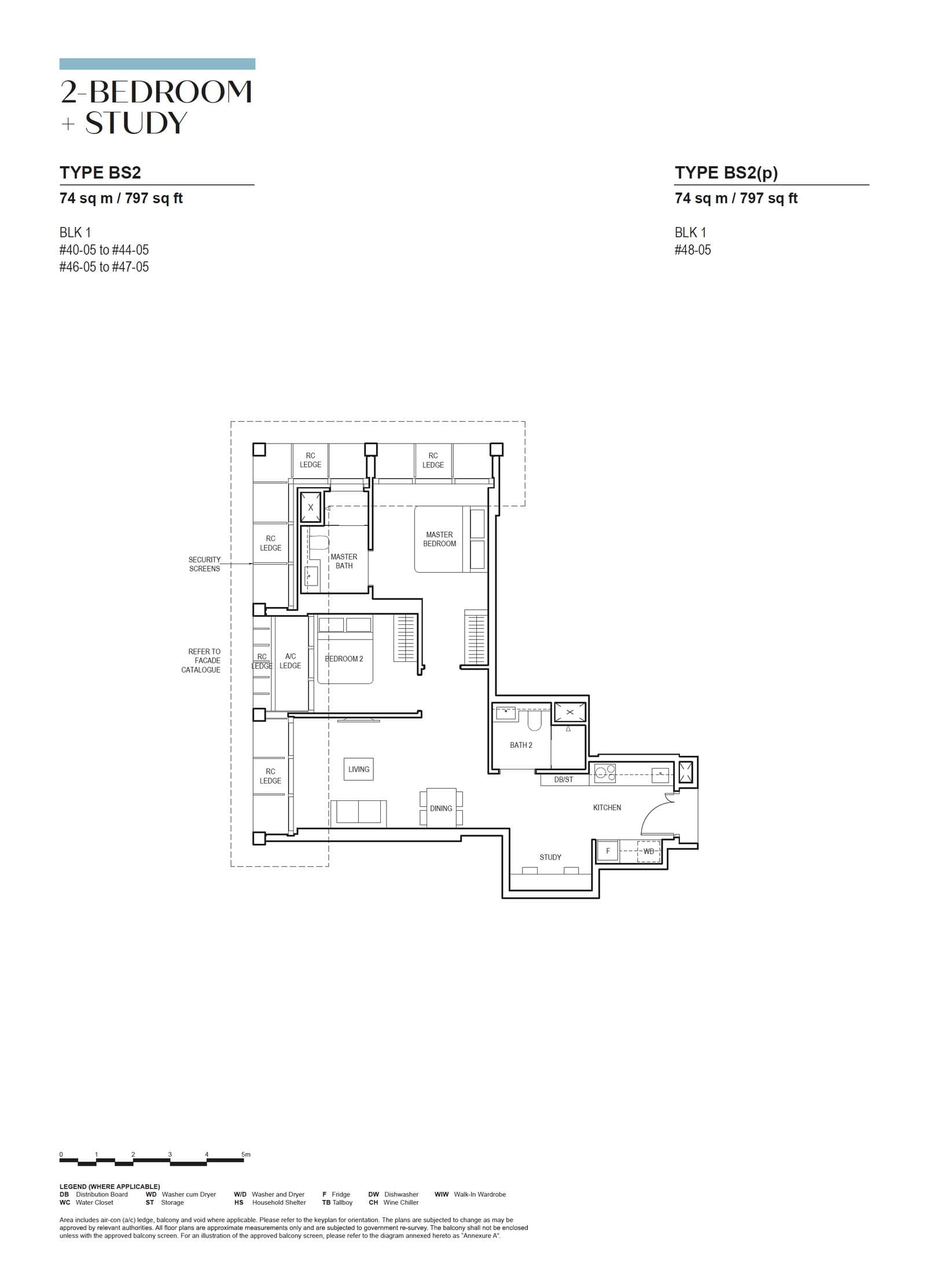 Canninghill Piers, floor plan BS2 (2 Bedroom + Study)
