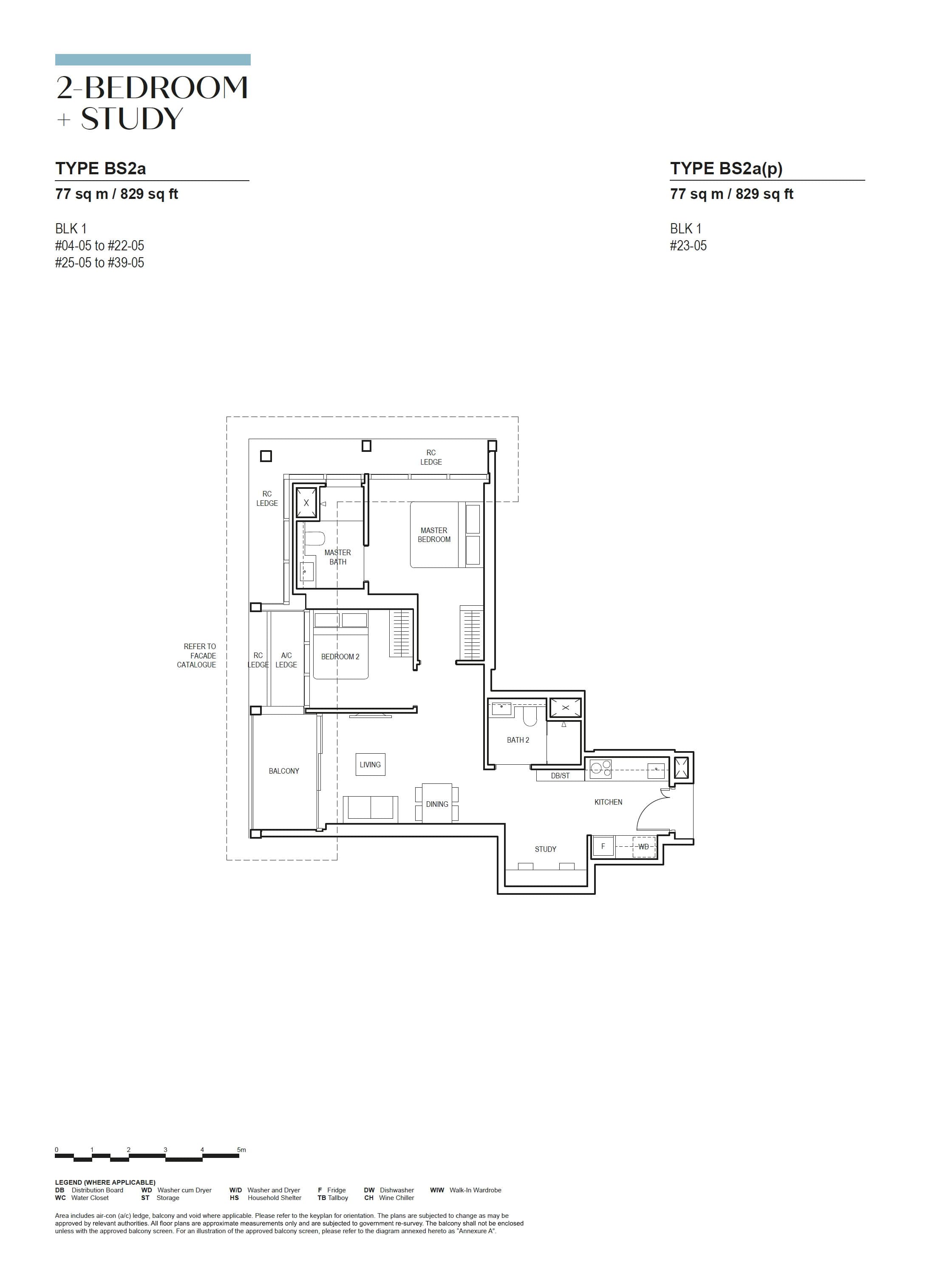 Canninghill Piers, floor plan BS2a (2 Bedroom + Study)