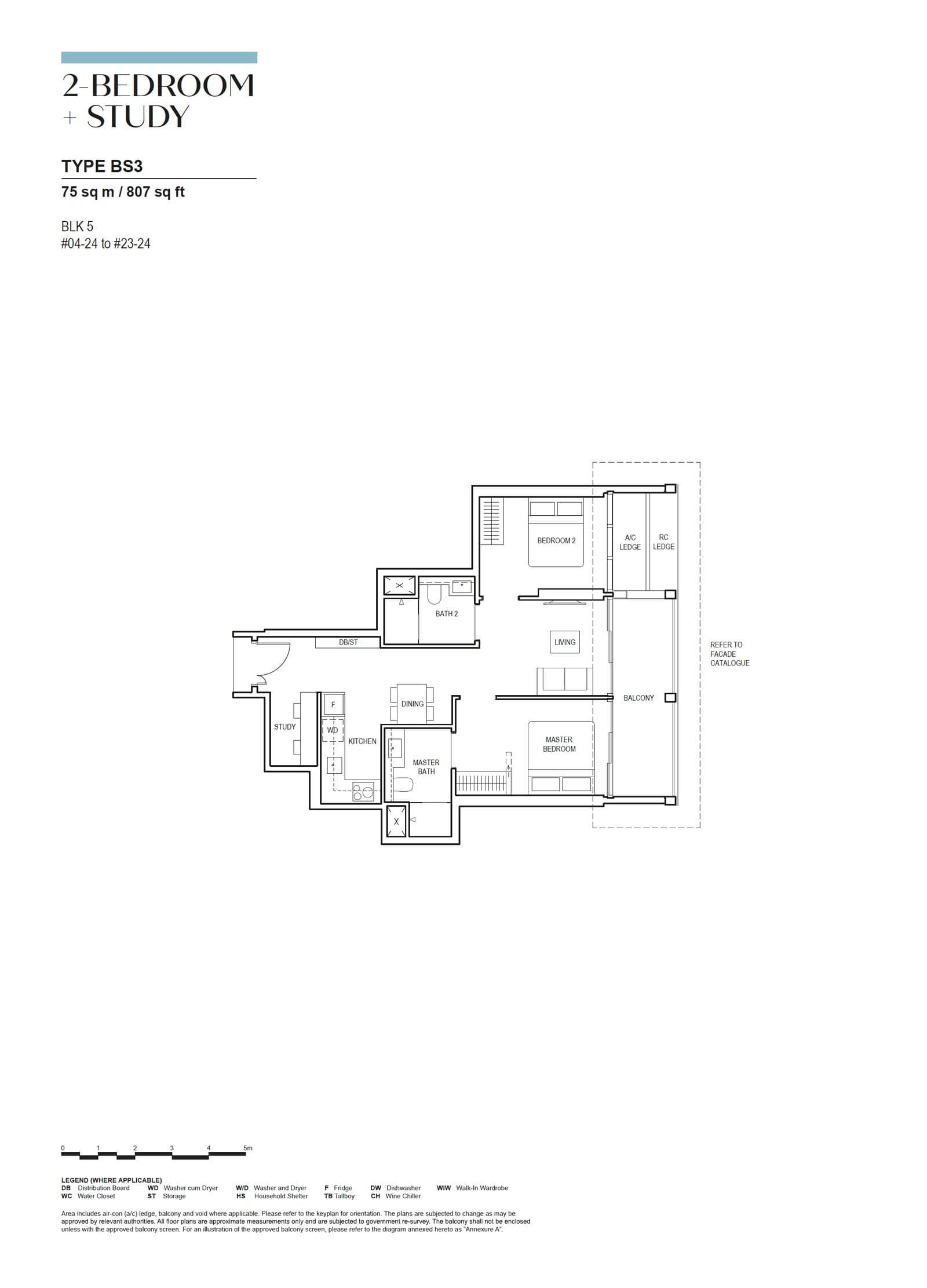Canninghill Piers, floor plan BS3 (2 Bedroom + Study)