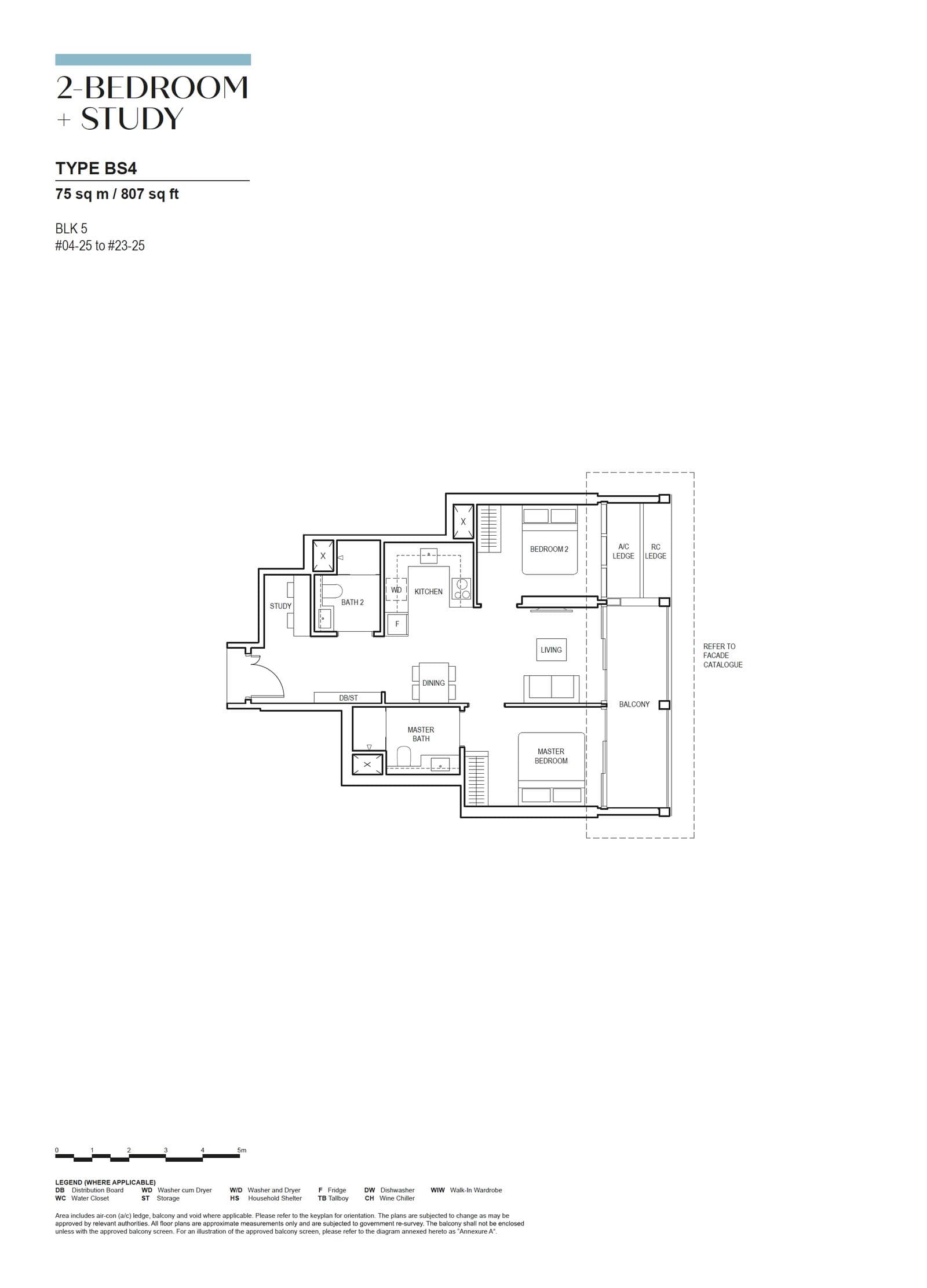 Canninghill Piers, floor plan BS4 (2 Bedroom + Study)