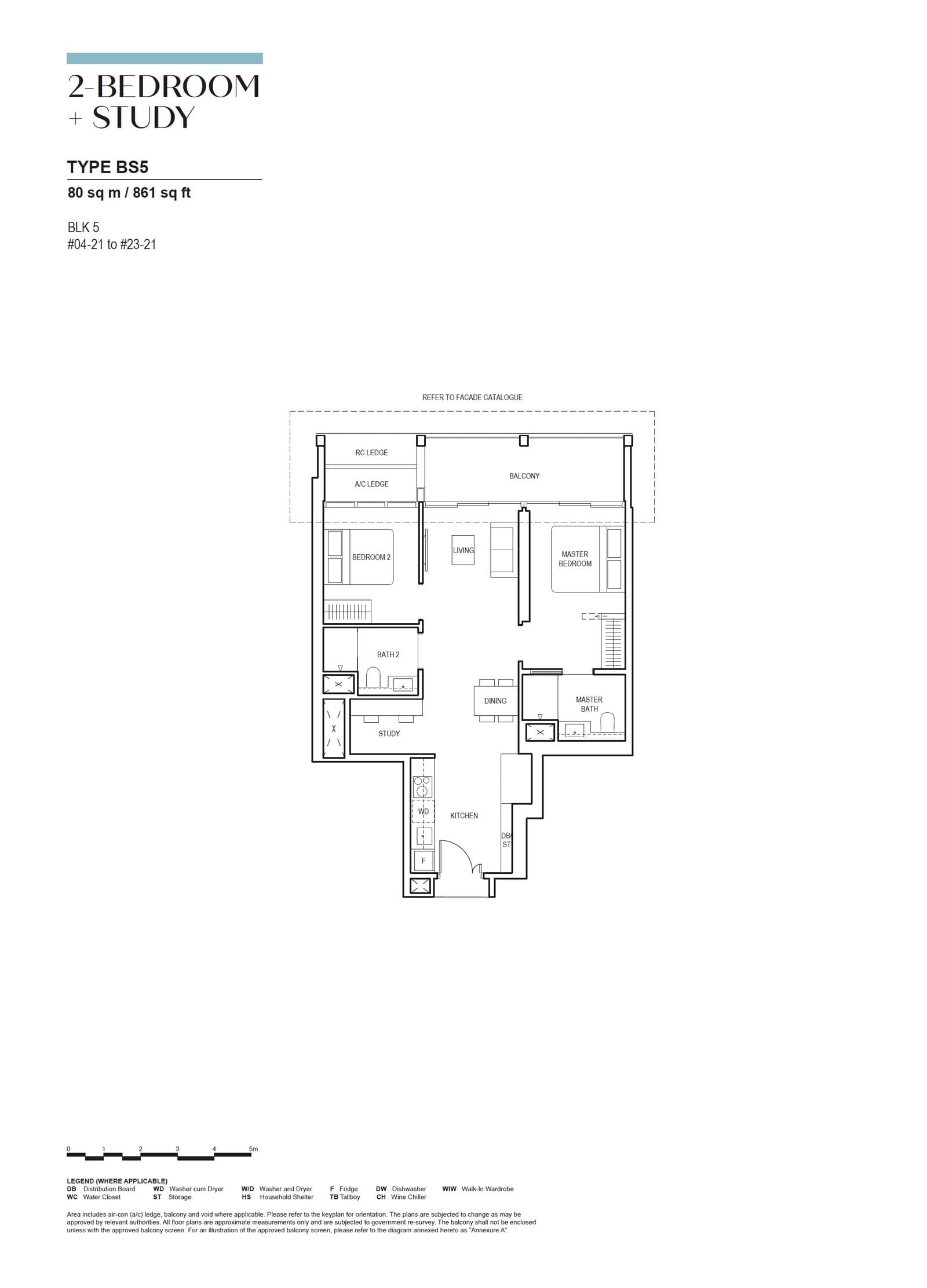 Canninghill Piers, floor plan BS5 (2 Bedroom + Study)