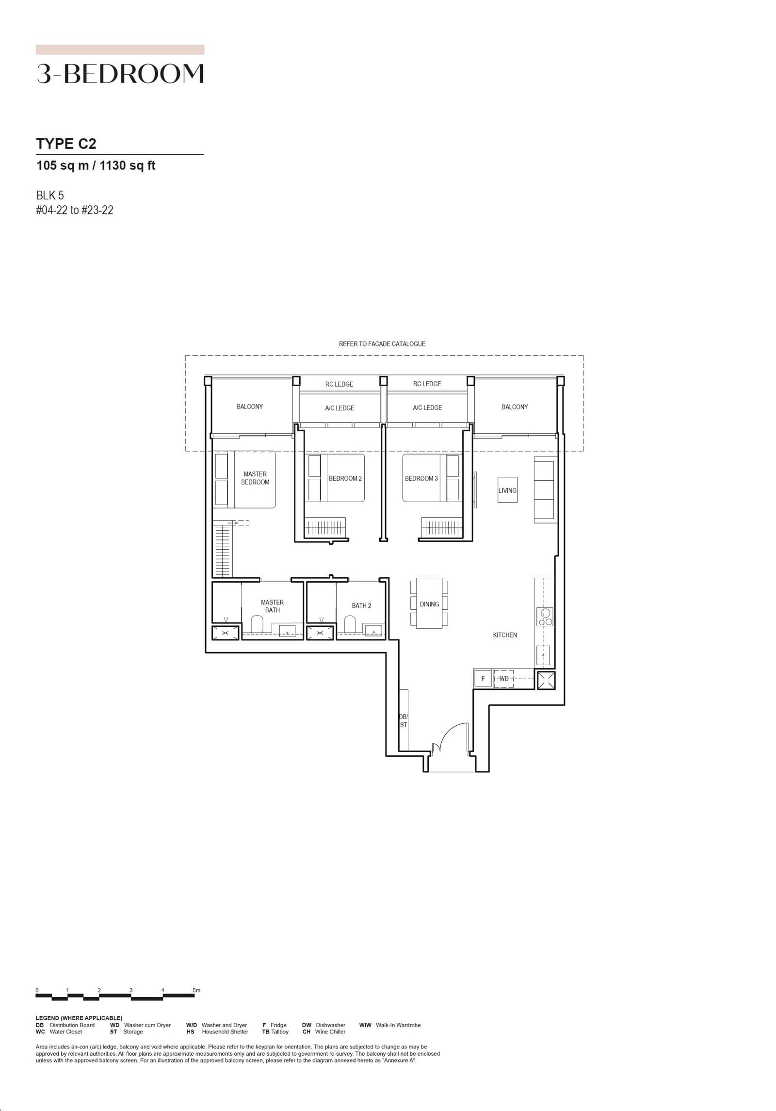 Canninghill Piers, floor plan C2 (3 Bedroom)