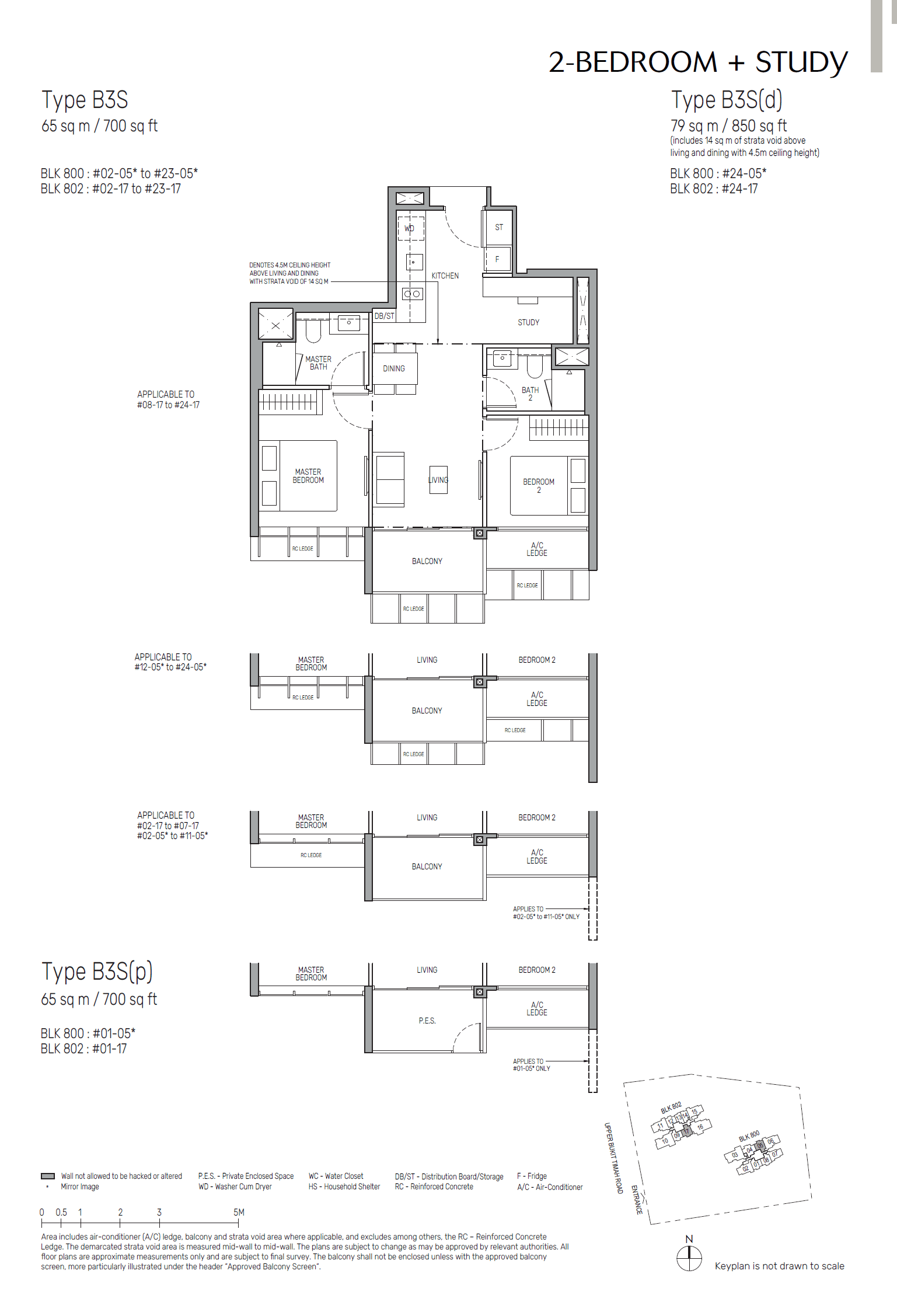 The Myst, floor plan B3S (2 Bedroom + Study)