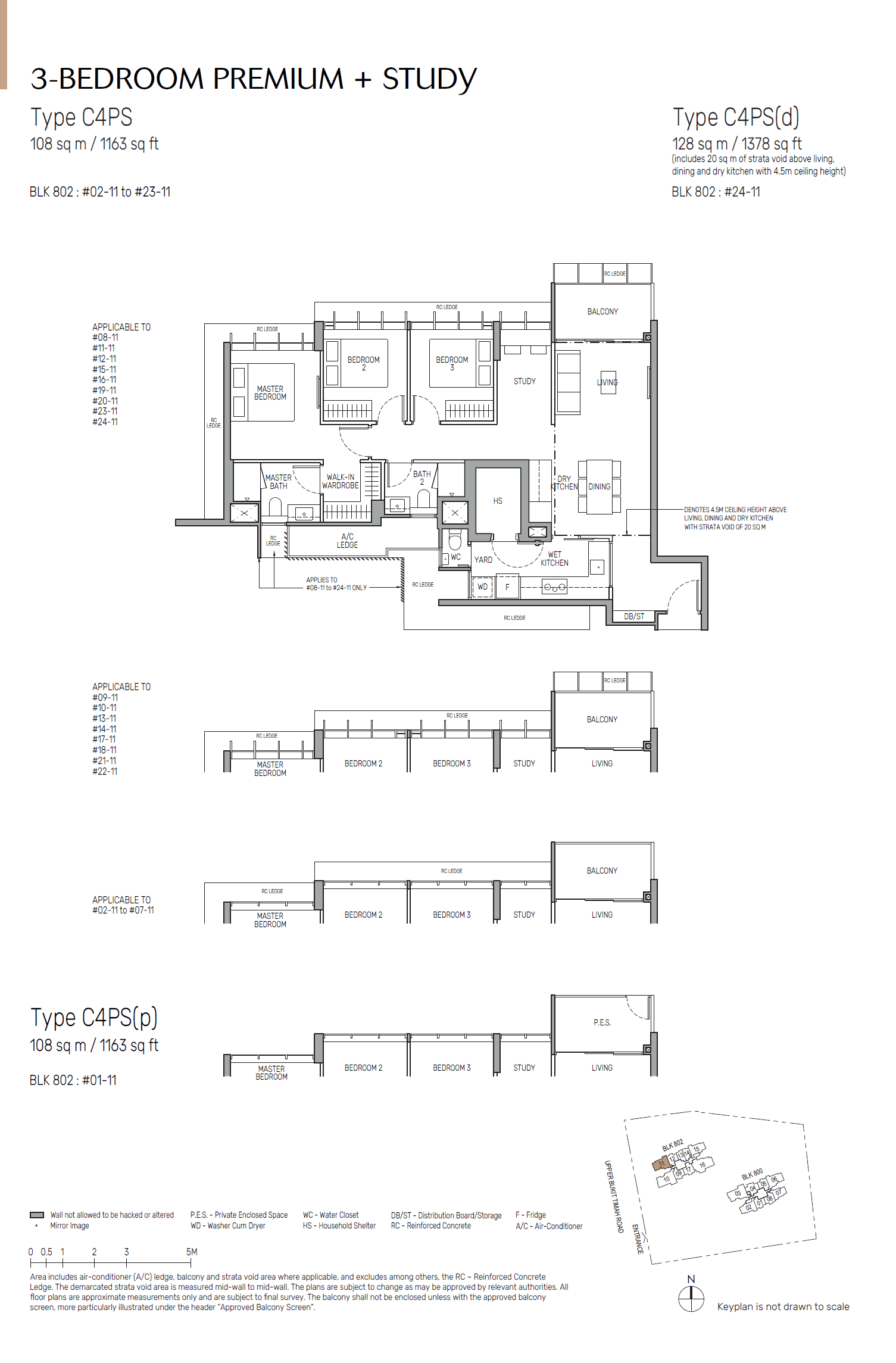 The Myst, floor plan C4PS (3 Bedroom Premium + Study)