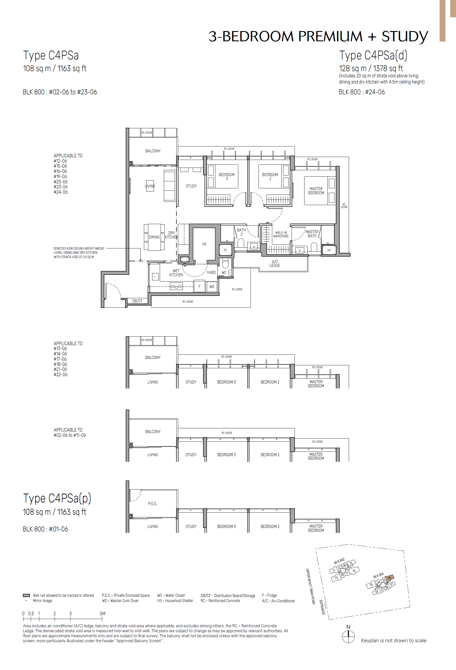 The Myst, floor plan C4PSa (3 Bedroom Premium + Study)