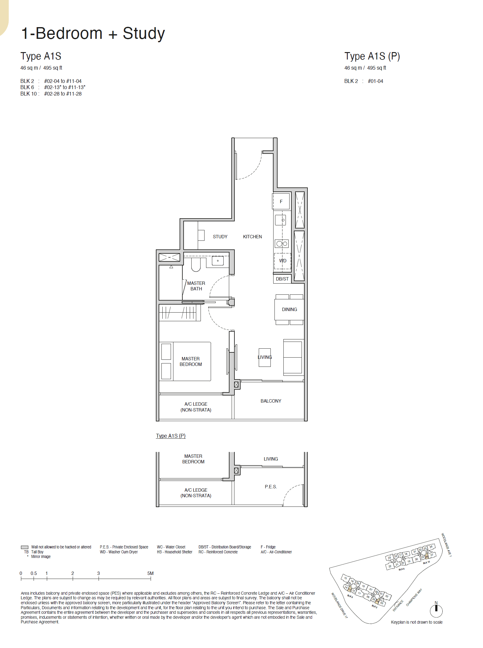 Norwood Grand, floor plan A1S (1 Bedroom + Study)