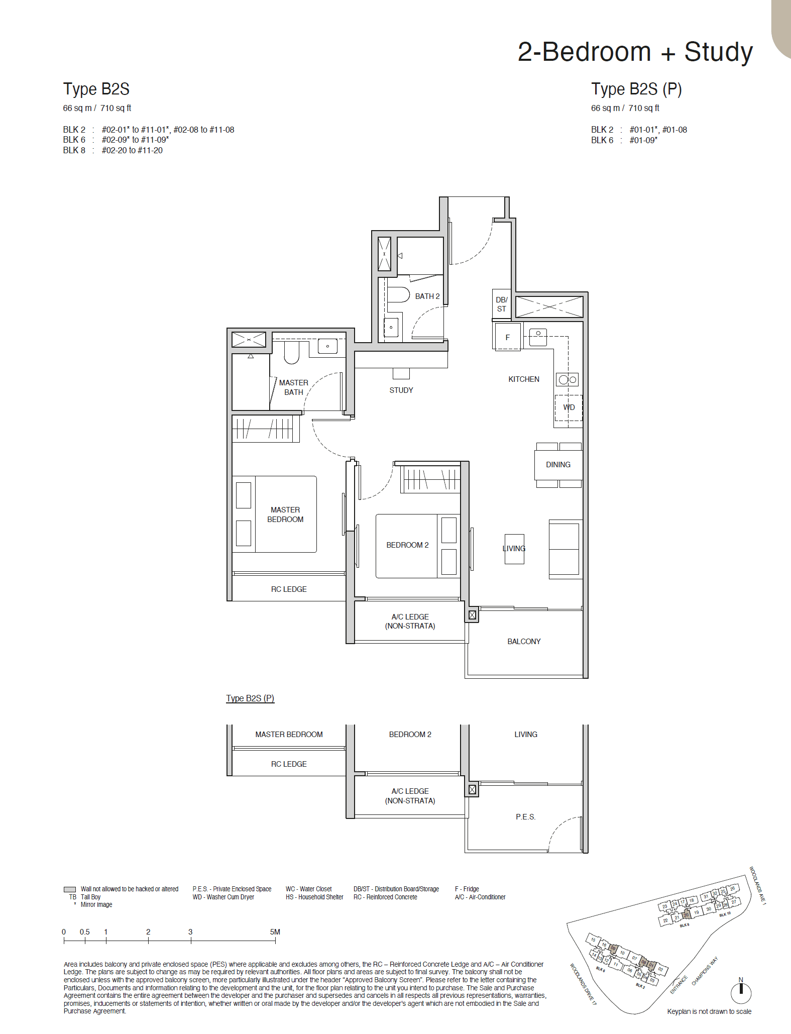 Norwood Grand, floor plan B2S (2 Bedroom + Study)