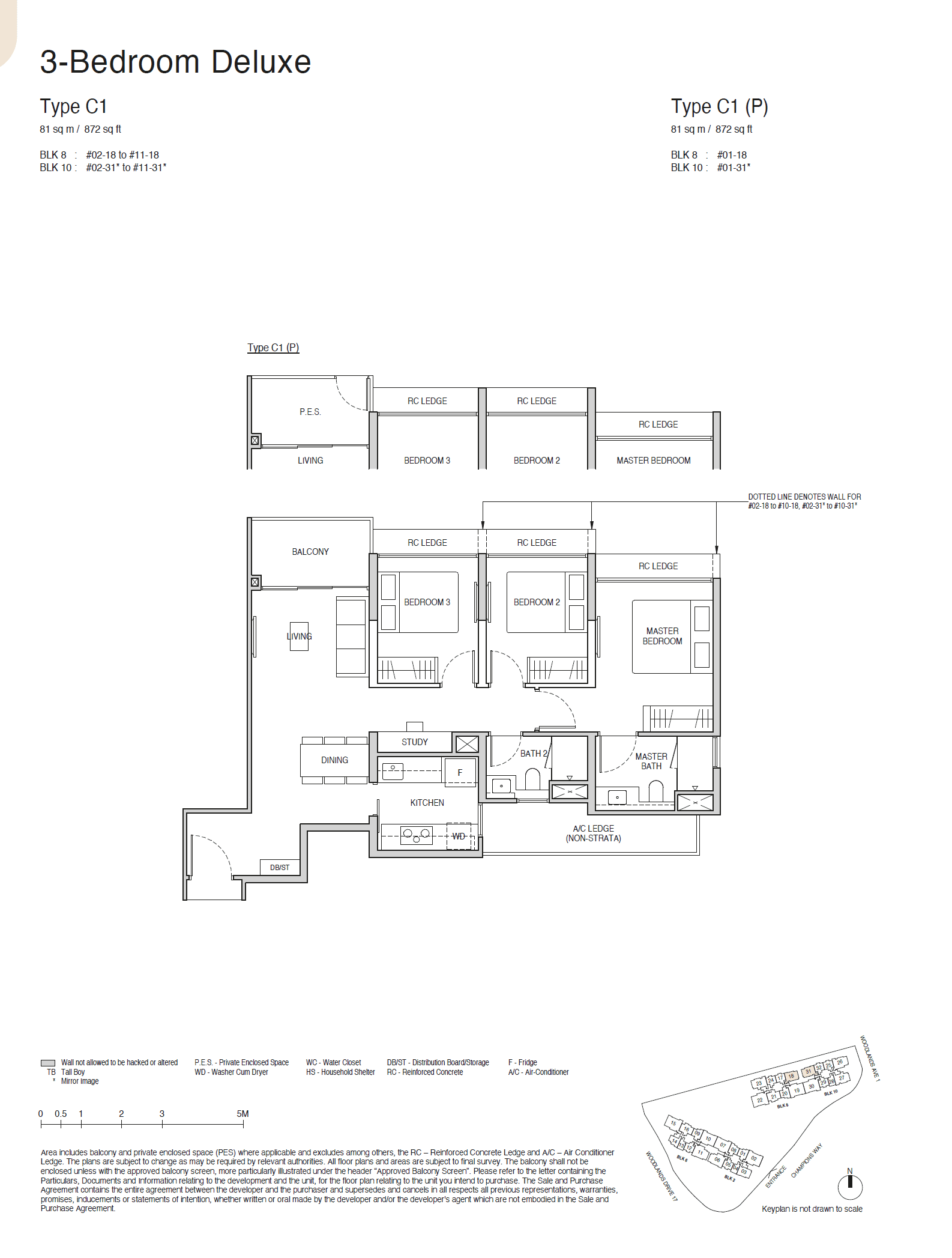 Norwood Grand, floor plan C1 (3 Bedroom Deluxe)
