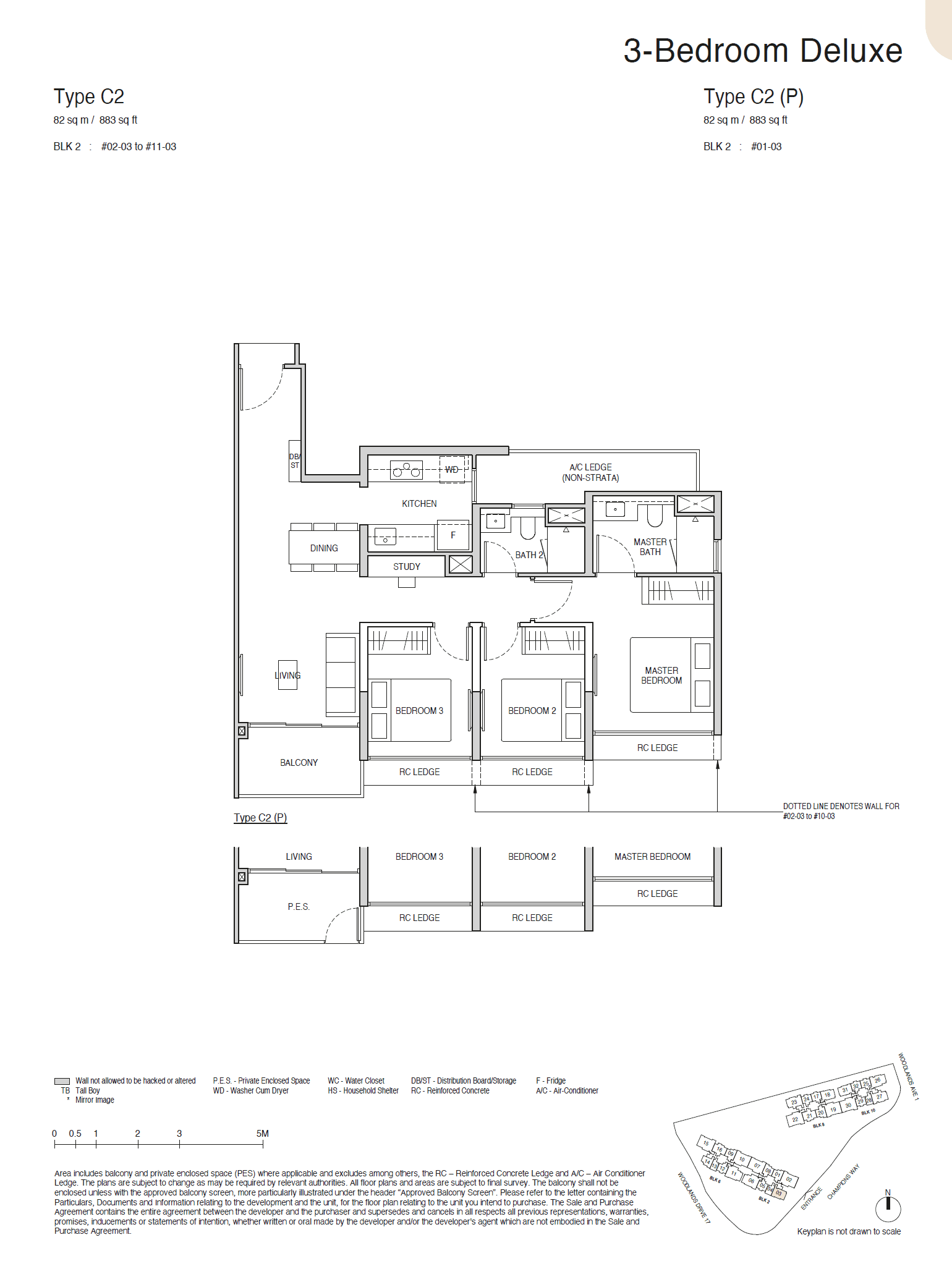 Norwood Grand, floor plan C2 (3 Bedroom Deluxe)