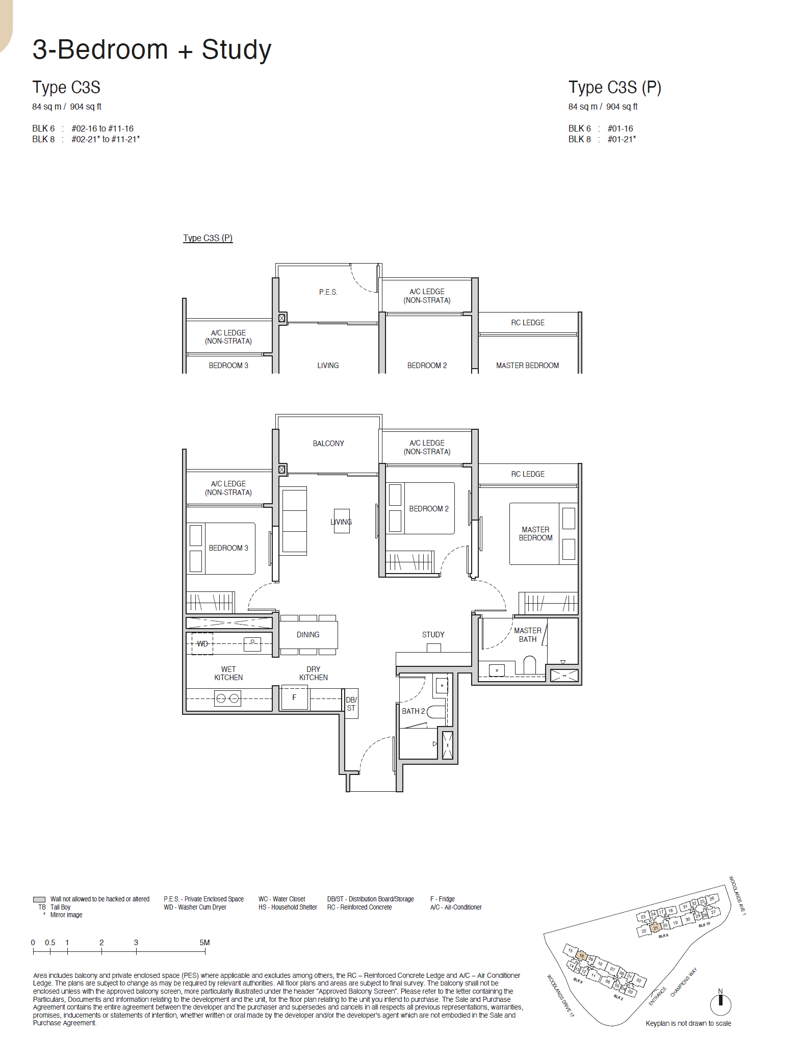 Norwood Grand, floor plan C3S (3 Bedroom + Study)