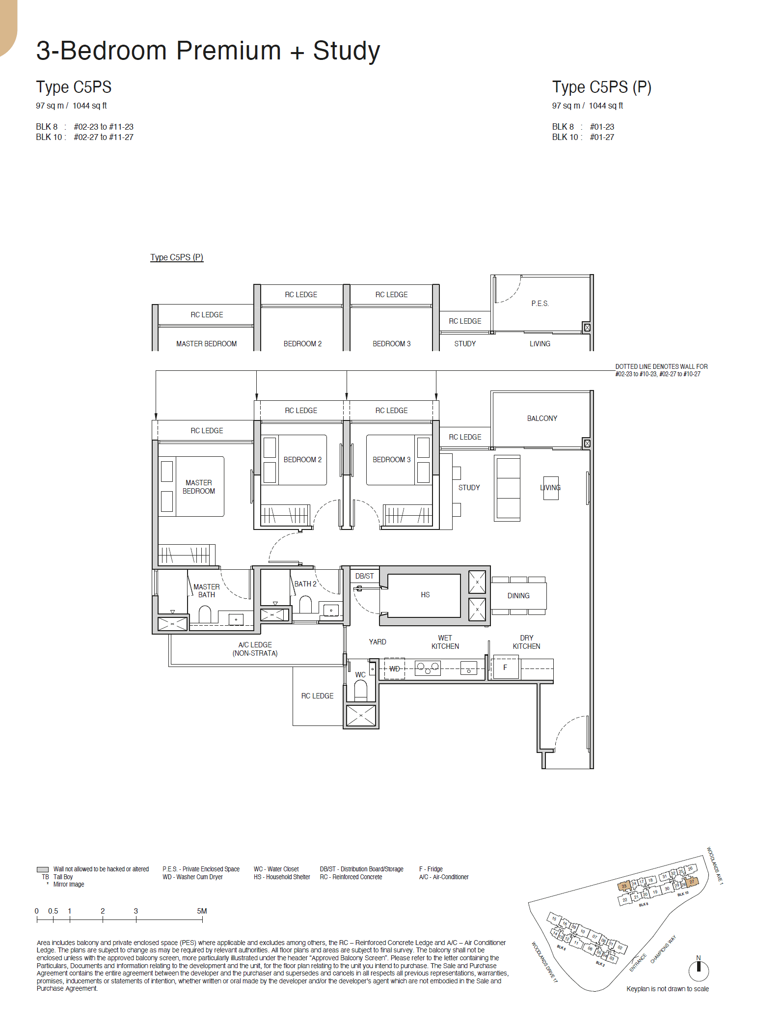 Norwood Grand, floor plan C5PS (3 Bedroom Premium + Study)