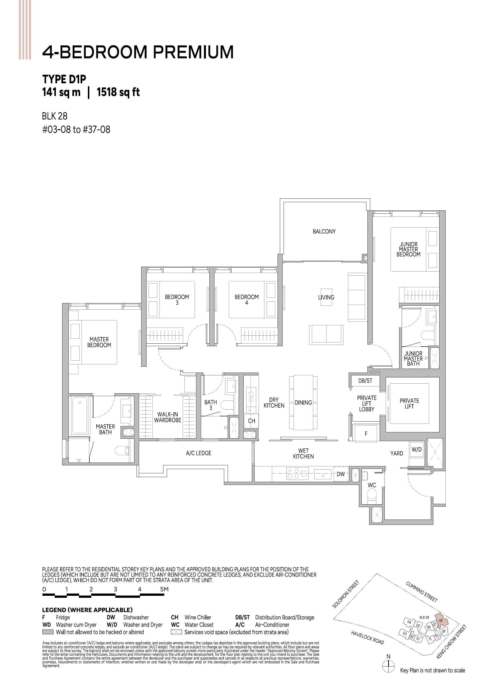 Union Square Residences, floor plan D1P (4 Bedroom Premium)