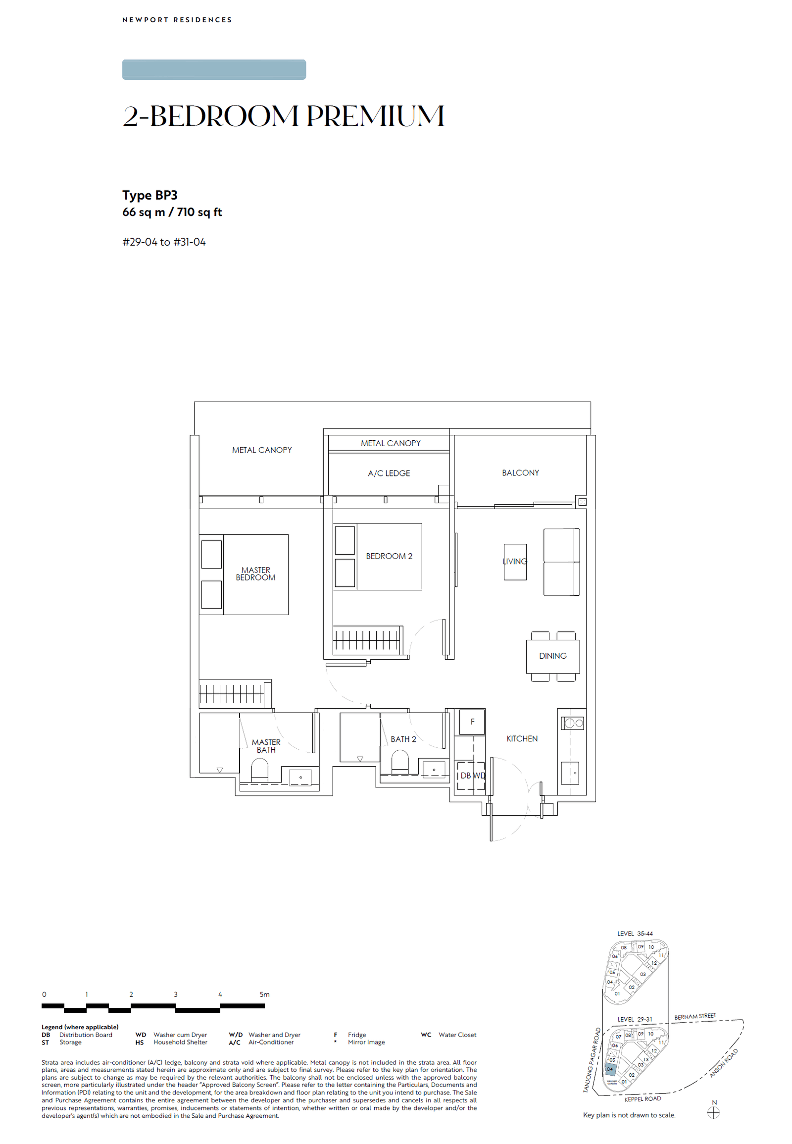 Newport Residences, floor plan BP3 (2 Bedroom Premium)