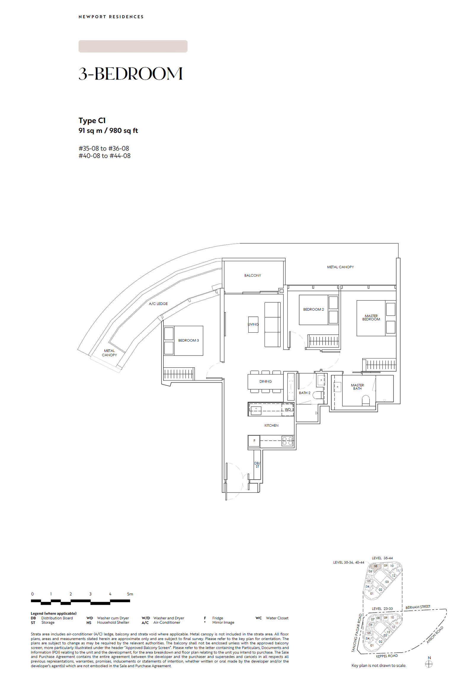 Newport Residences, floor plan C1 (3 Bedroom)