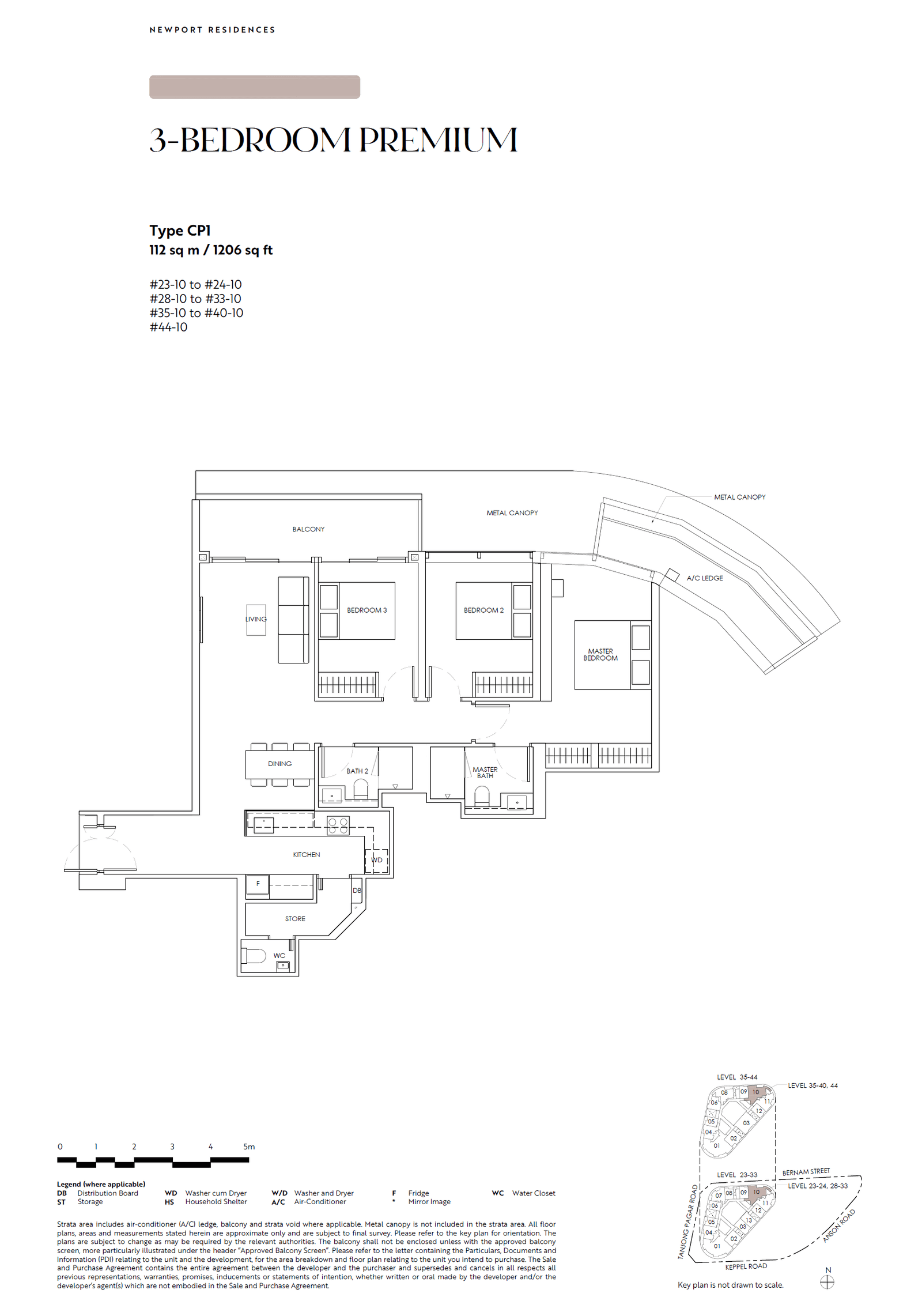 Newport Residences, floor plan CP1 (3 Bedroom Premium)