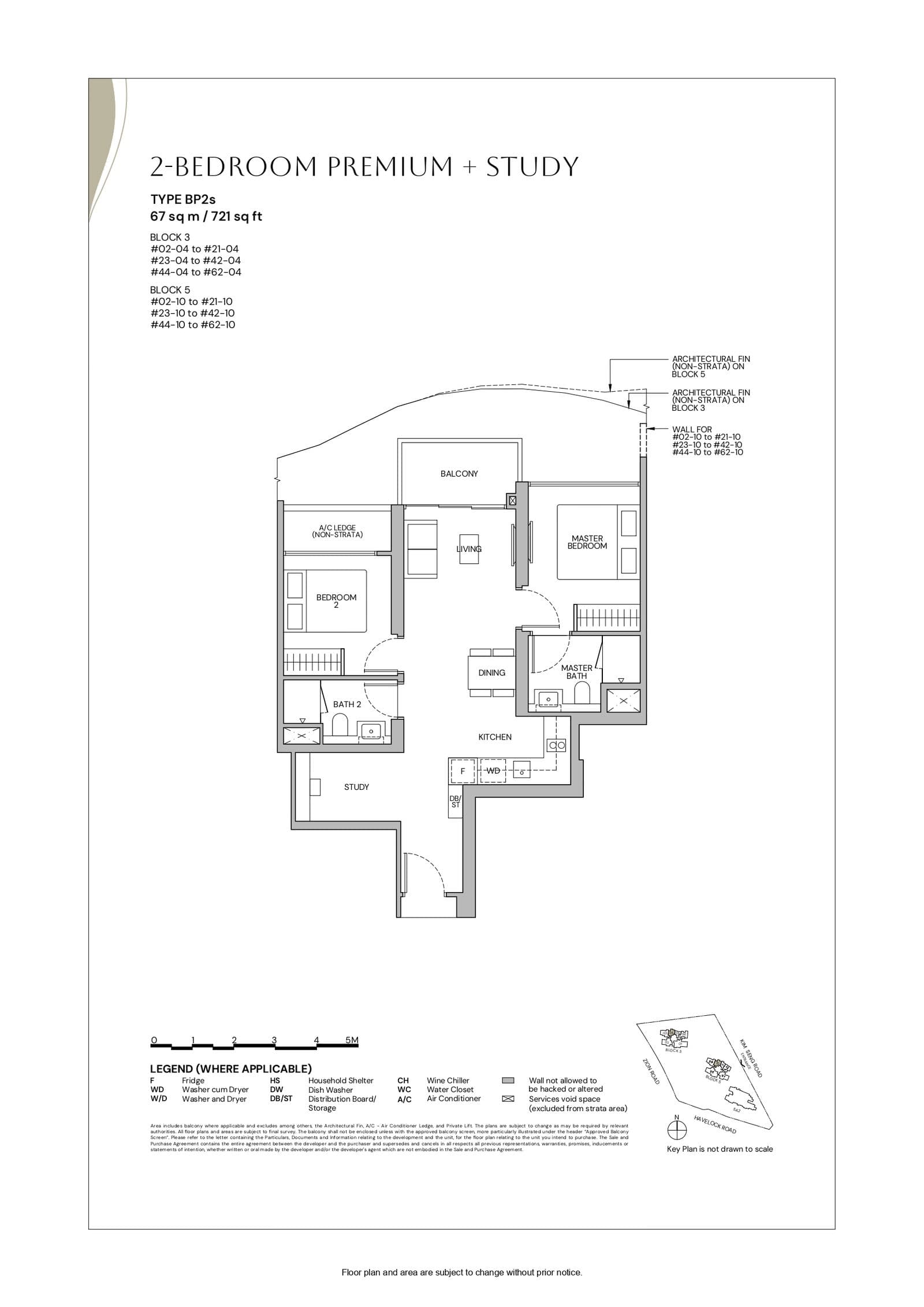 Zyon Grand, floor plan BP2s (2 Bedroom Premium + Study)