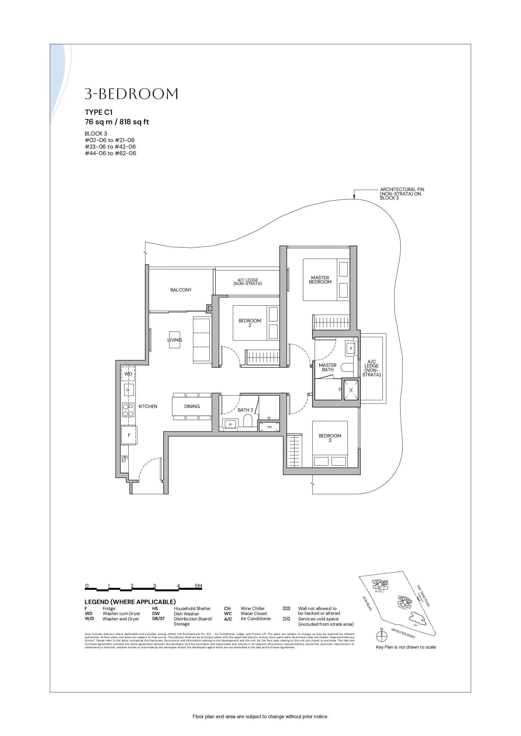 Zyon Grand, floor plan C1 (3 Bedroom)