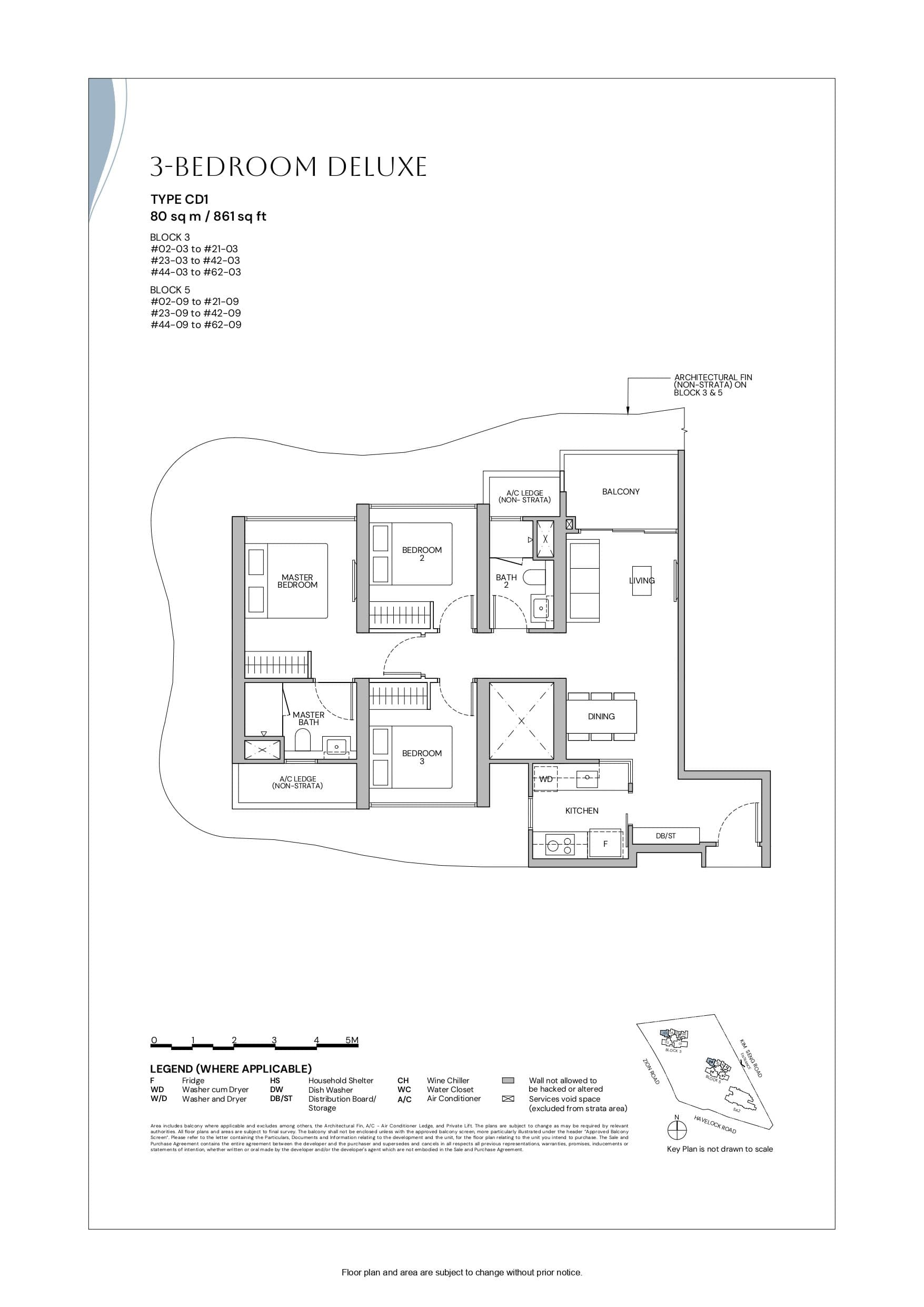 Zyon Grand, floor plan CD1 (3 Bedroom Deluxe)