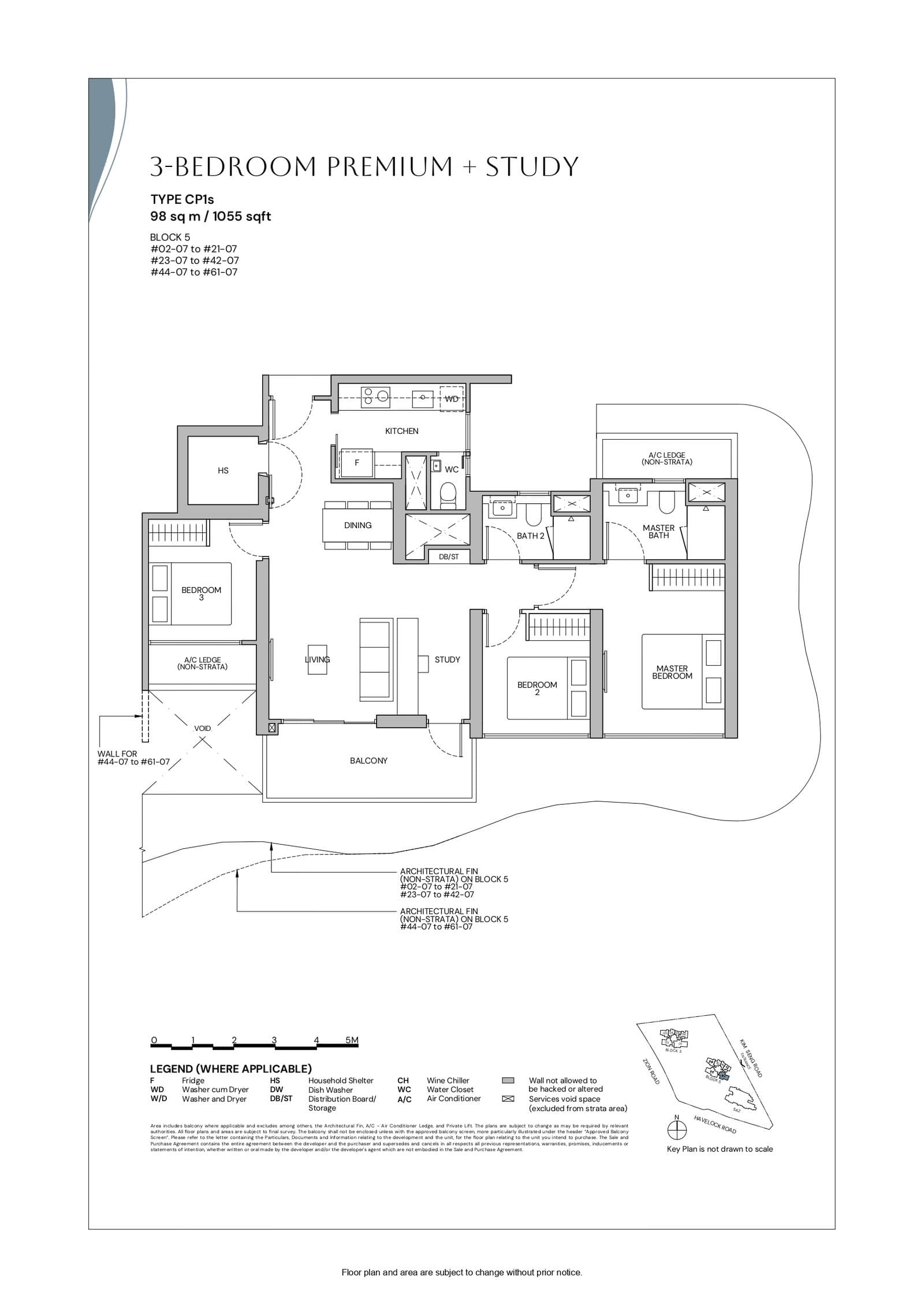 Zyon Grand, floor plan CP1s (3 Bedroom Premium + Study)