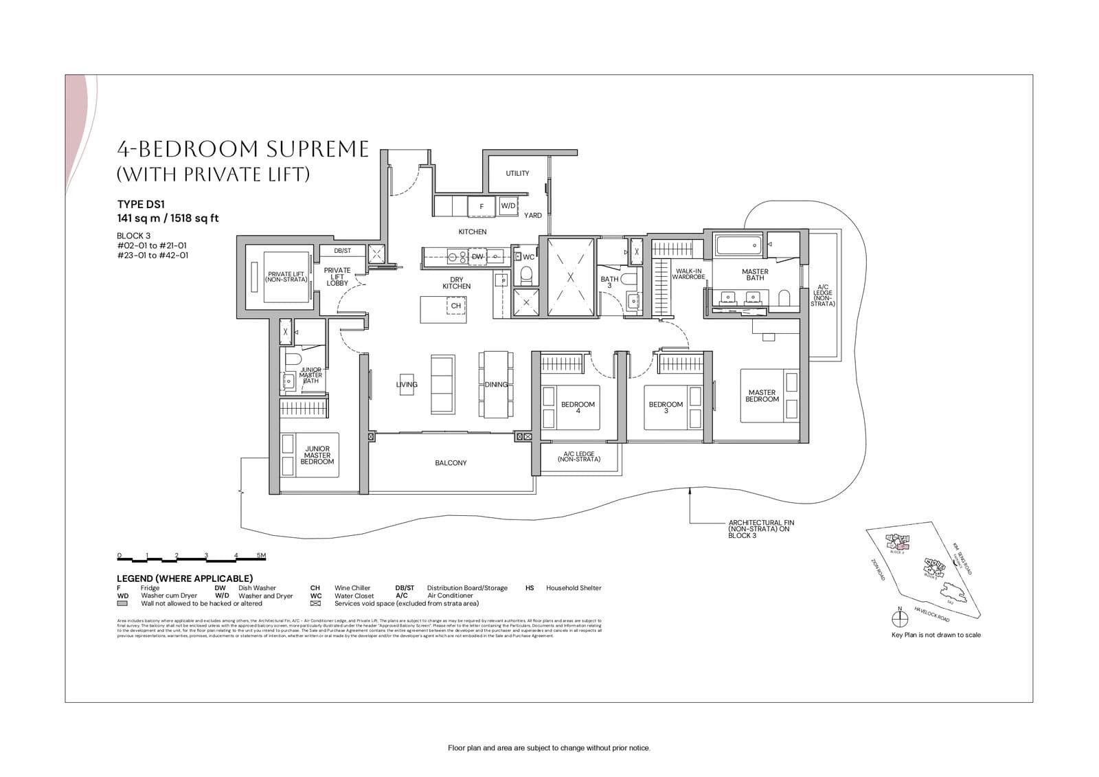 Zyon Grand, floor plan DS1 (4 Bedroom Supreme (with Private Lift))