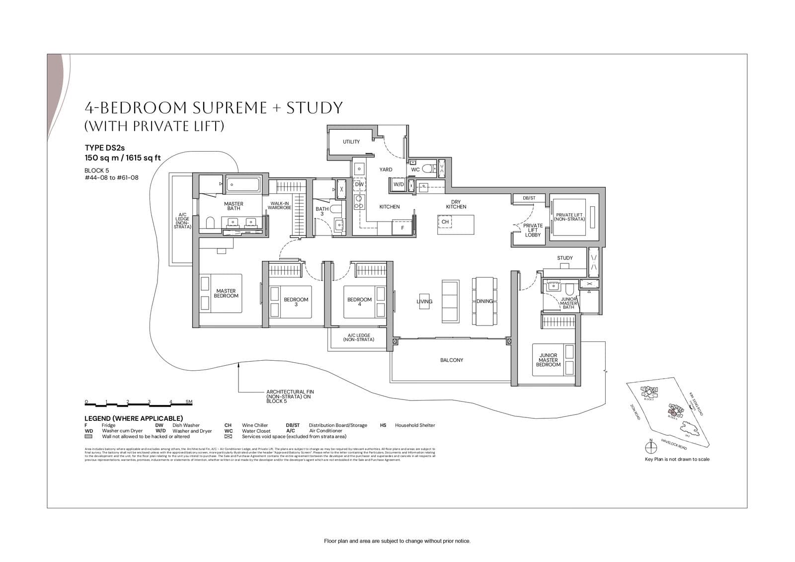 Zyon Grand, floor plan DS2s (4 Bedroom Supreme + Study (with Private Lift))