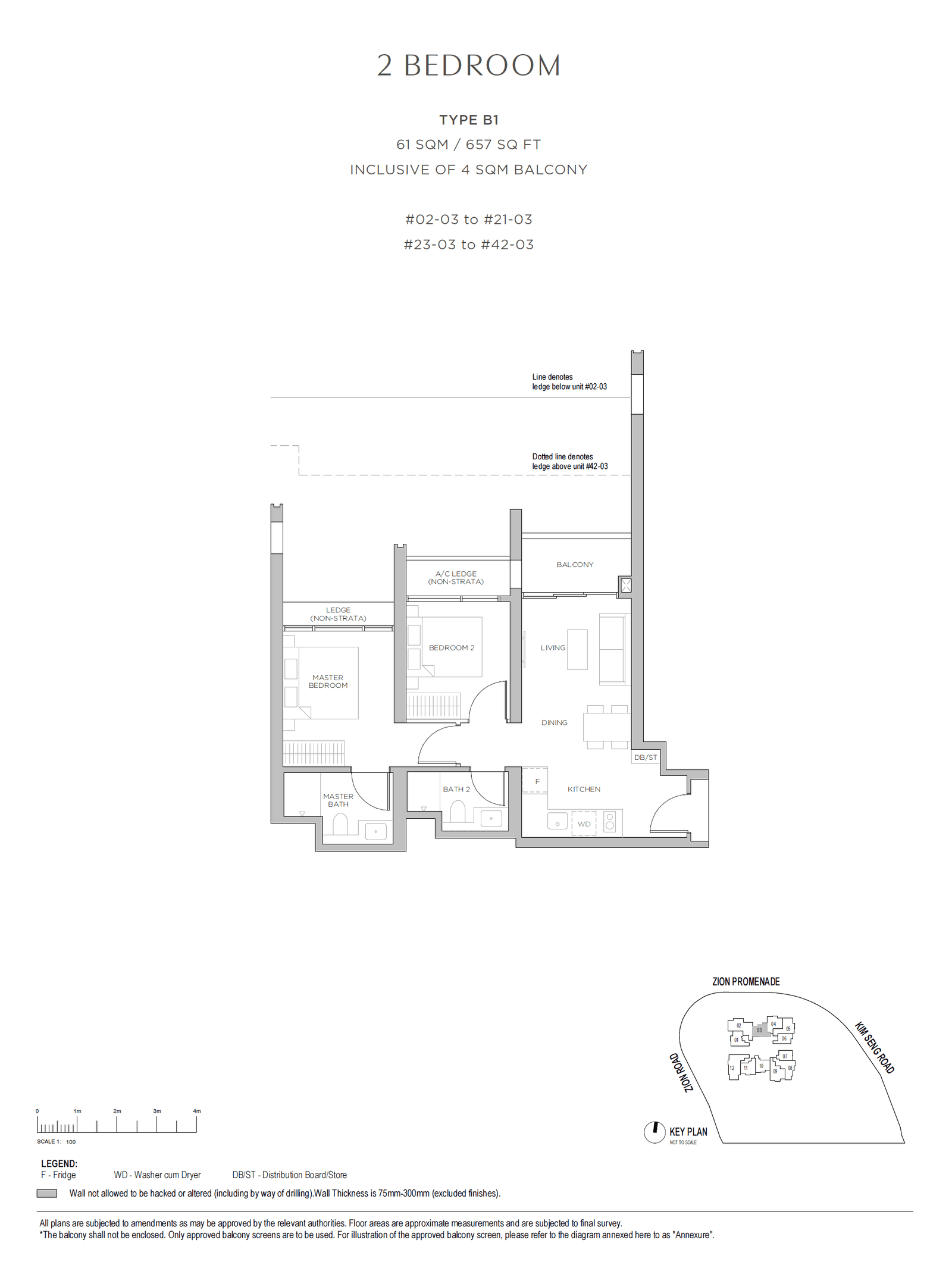 Promenade Peak, floor plan B1 (2 Bedroom)