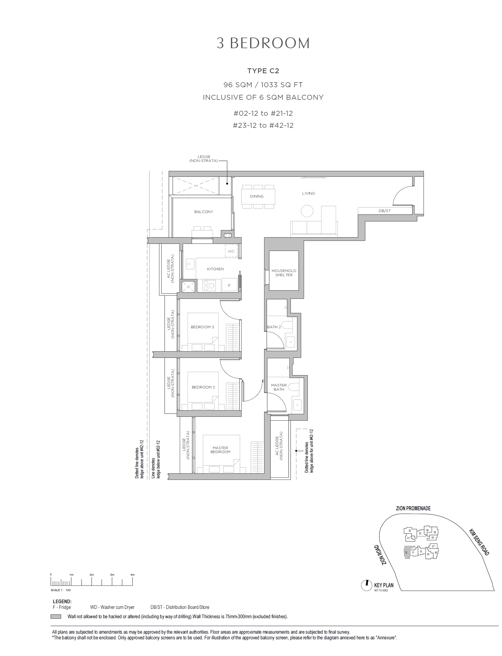 Promenade Peak, floor plan C2 (3 Bedroom)
