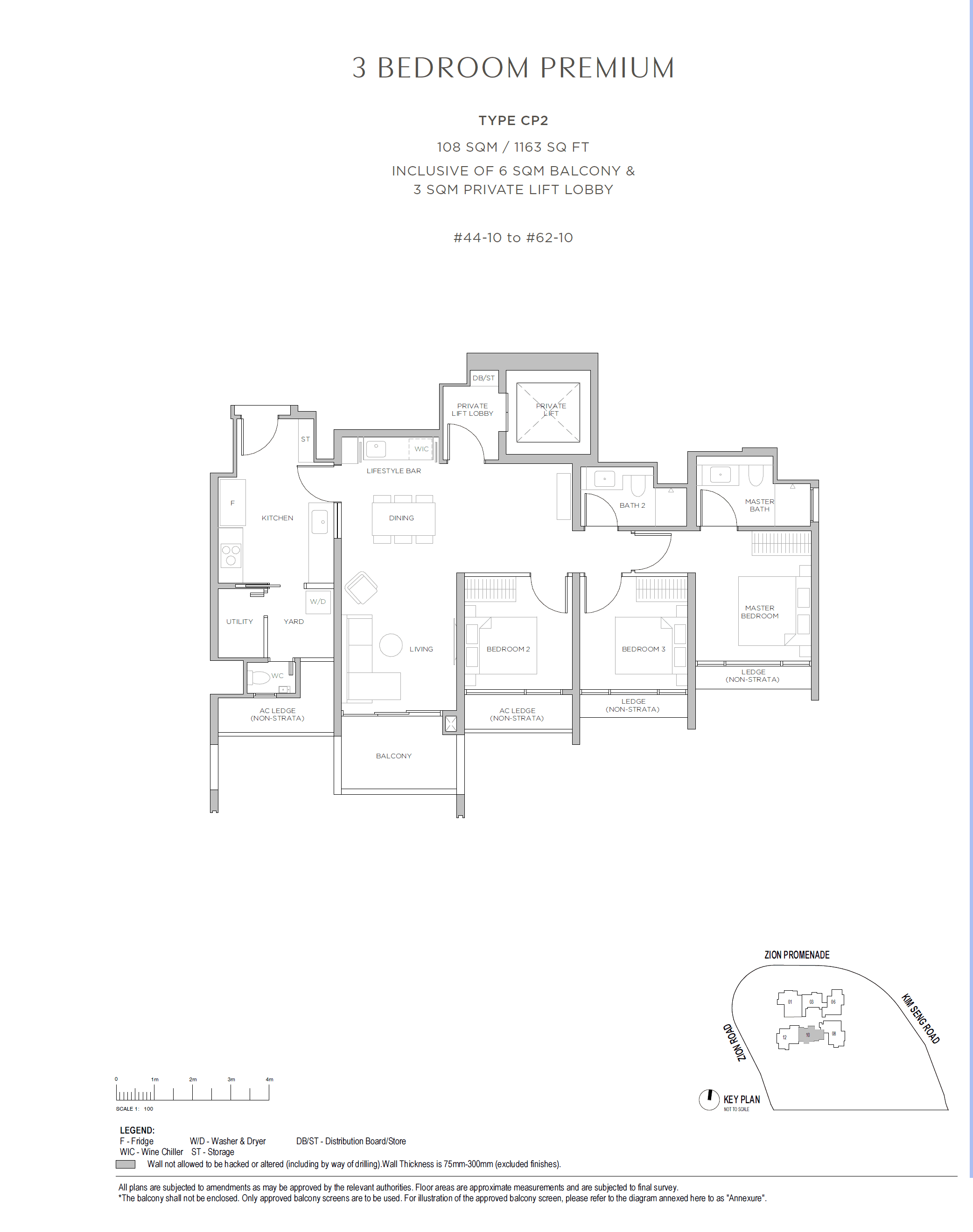Promenade Peak, floor plan CP2 (3 Bedroom Premium (with Private Lift))
