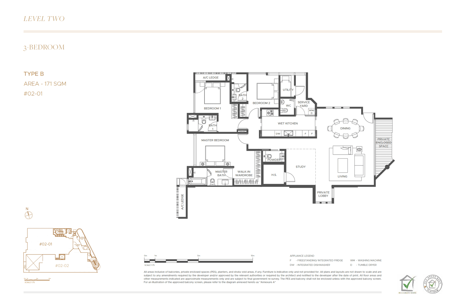 The Giverny Residences, floor plan B (3 Bedroom)