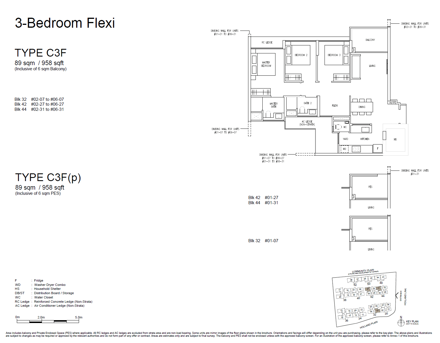 Amberwood At Holland, floor plan C3F (3 Bedroom Flexi)