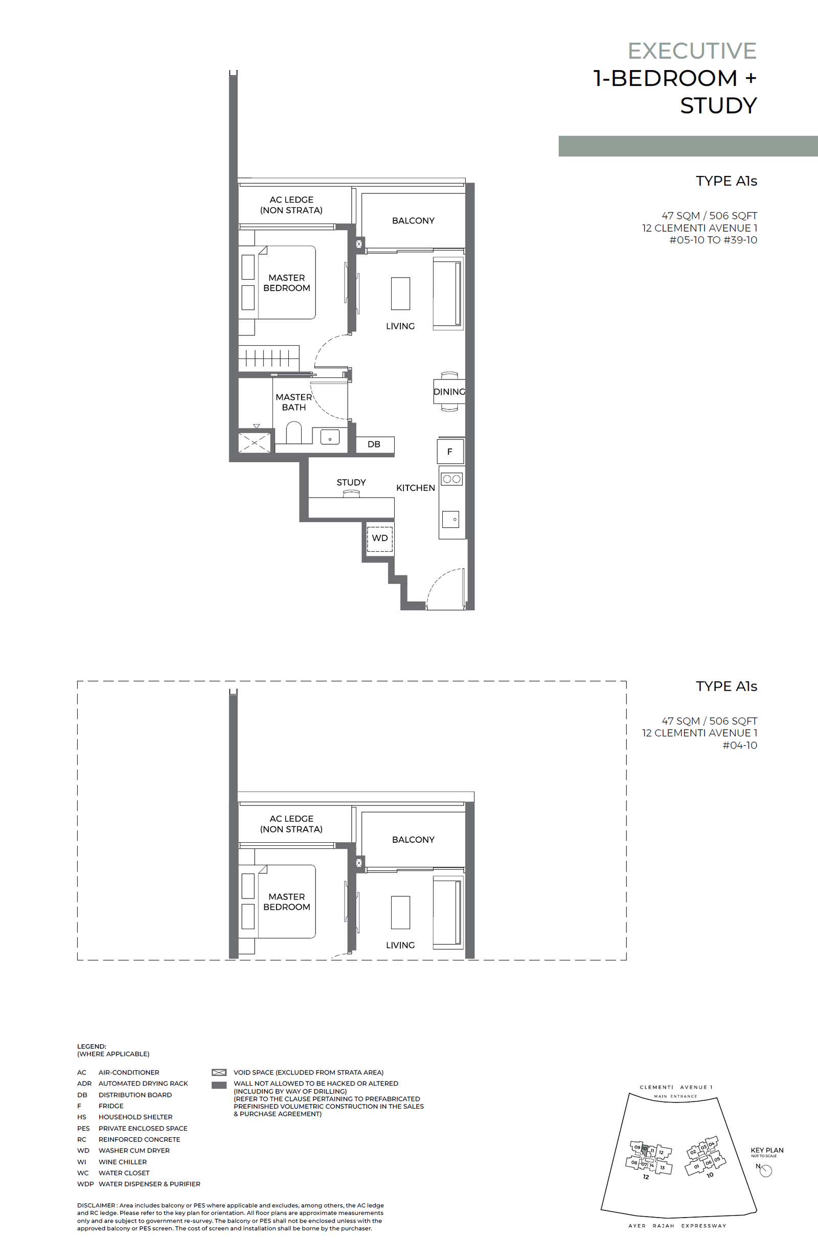 ELTA, floor plan A1s (1 Bedroom + Study)