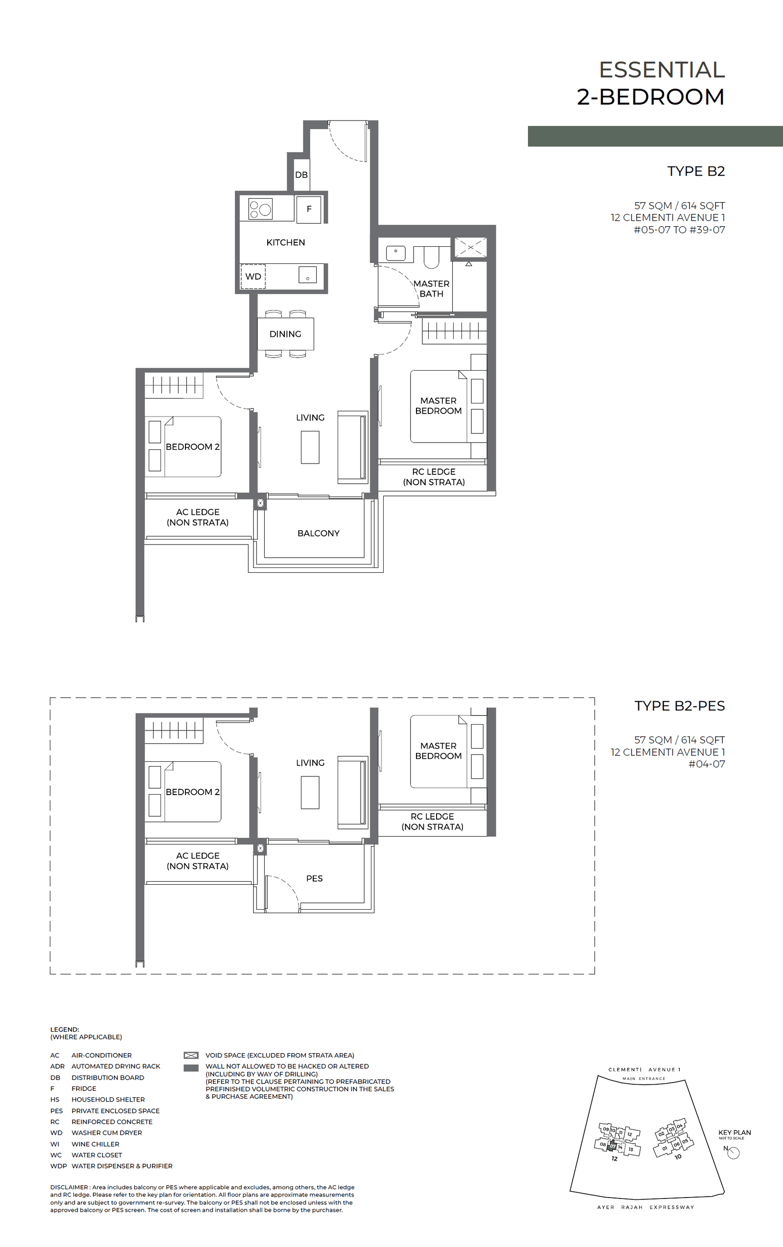 ELTA, floor plan B2-PES (2 Bedroom)