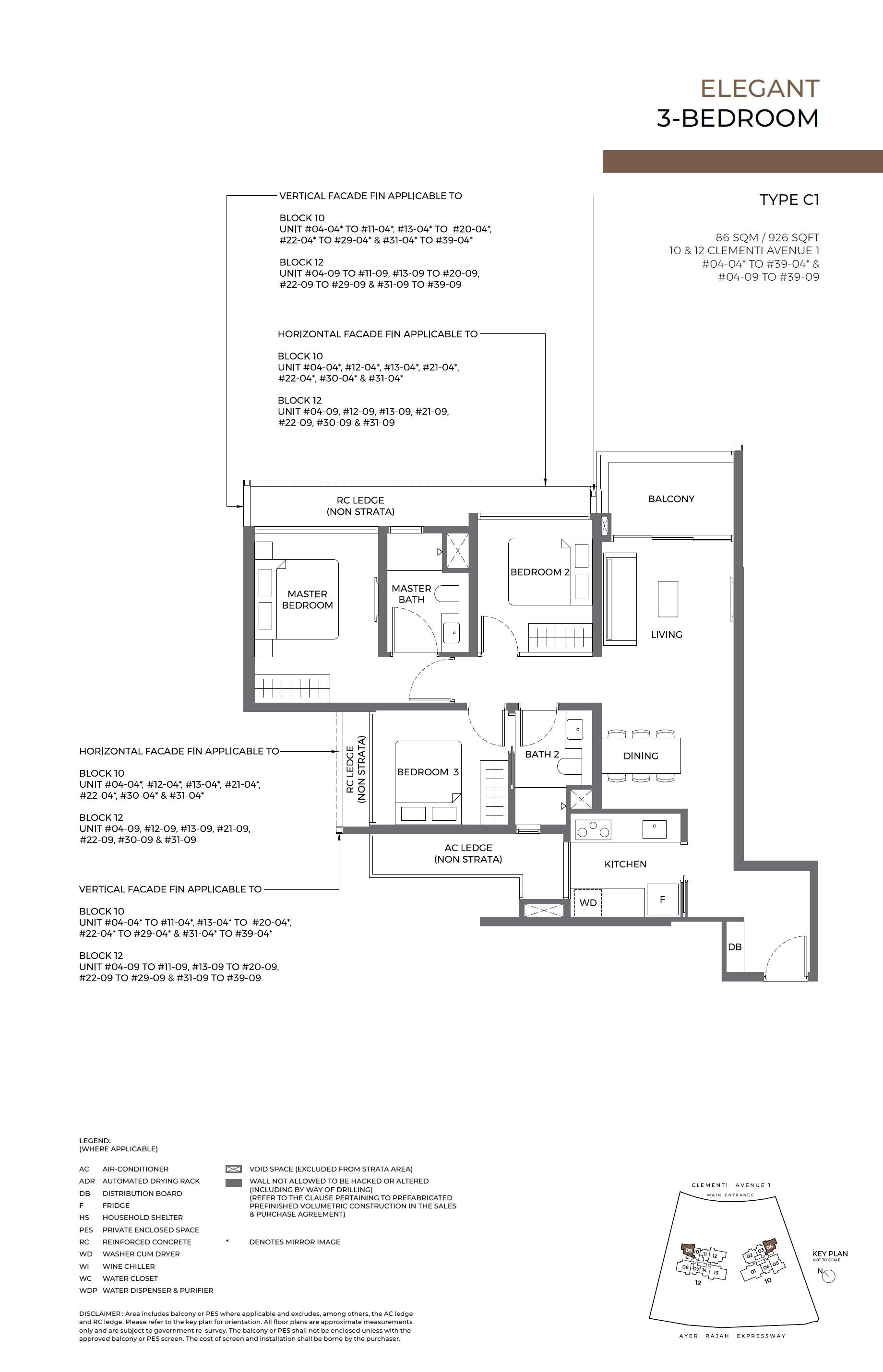 ELTA, floor plan C1 (3 Bedroom)
