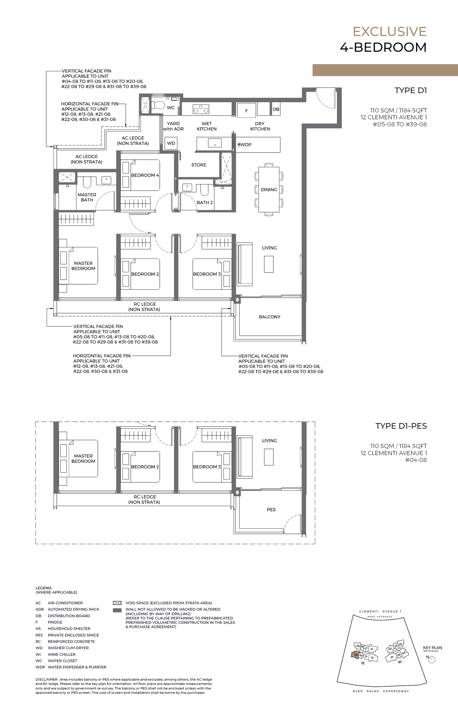 ELTA, floor plan D1-PES (4 Bedroom)