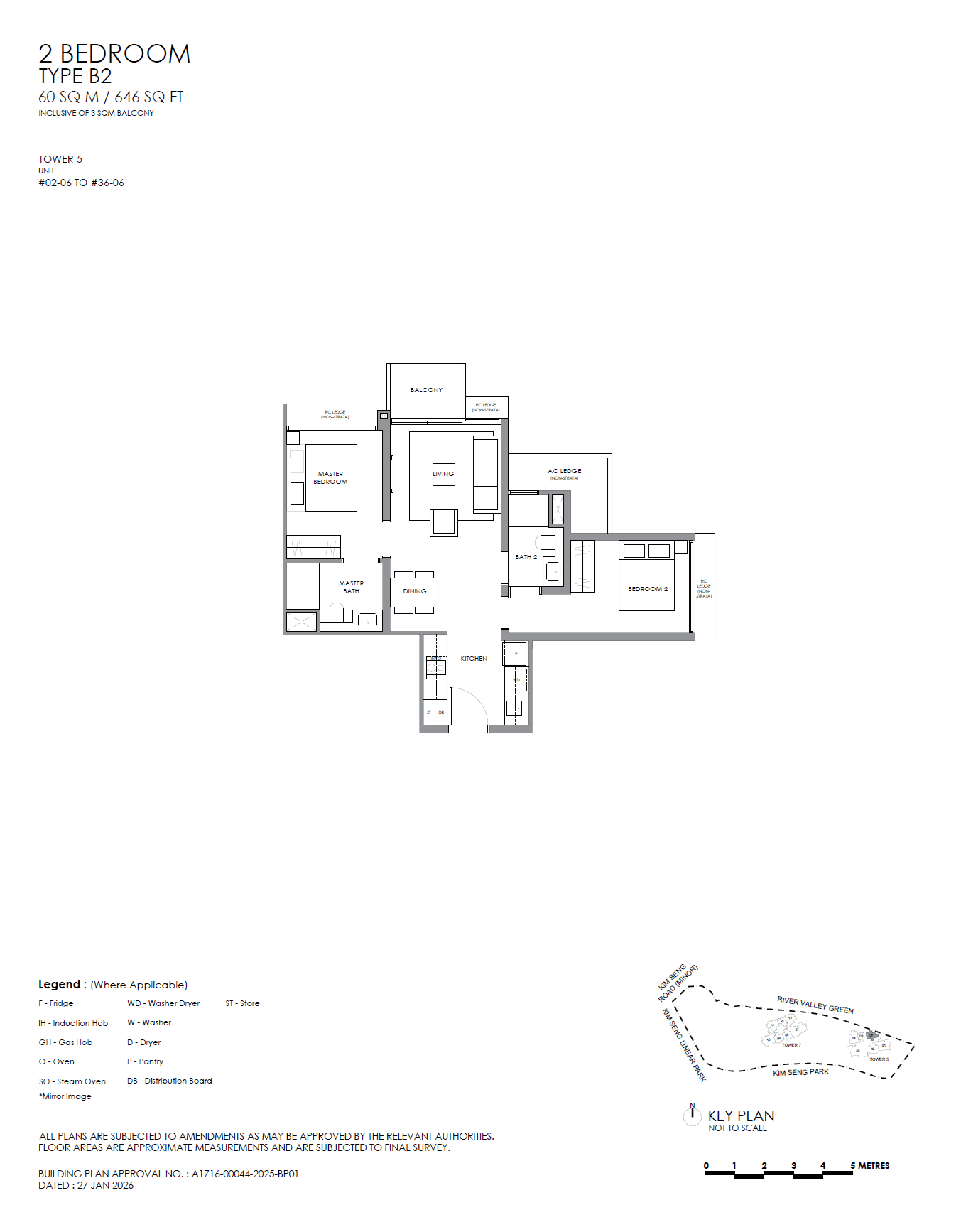 River Modern, floor plan B2 (2 Bedroom Plus)