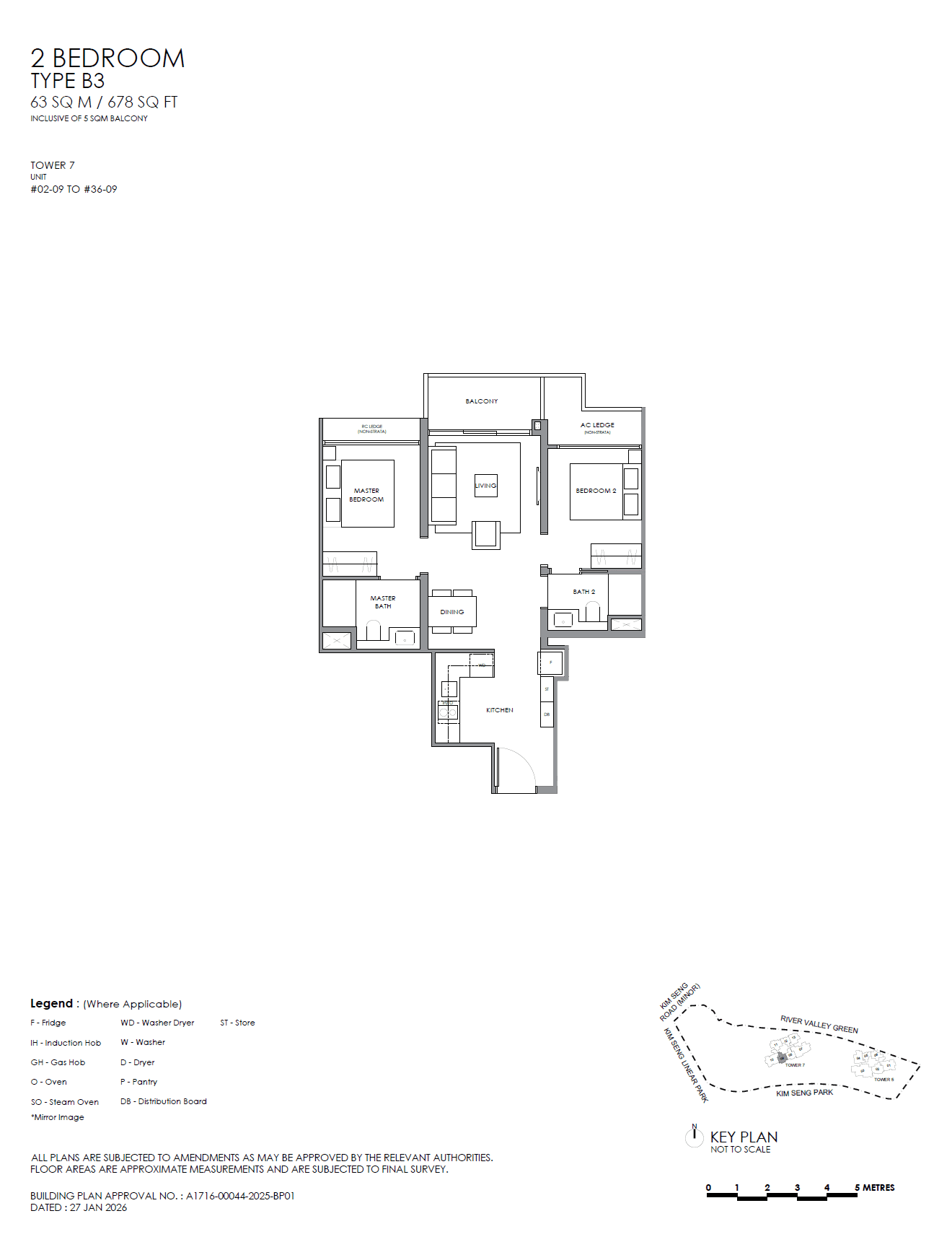 River Modern, floor plan B3 (2 Bedroom Plus)