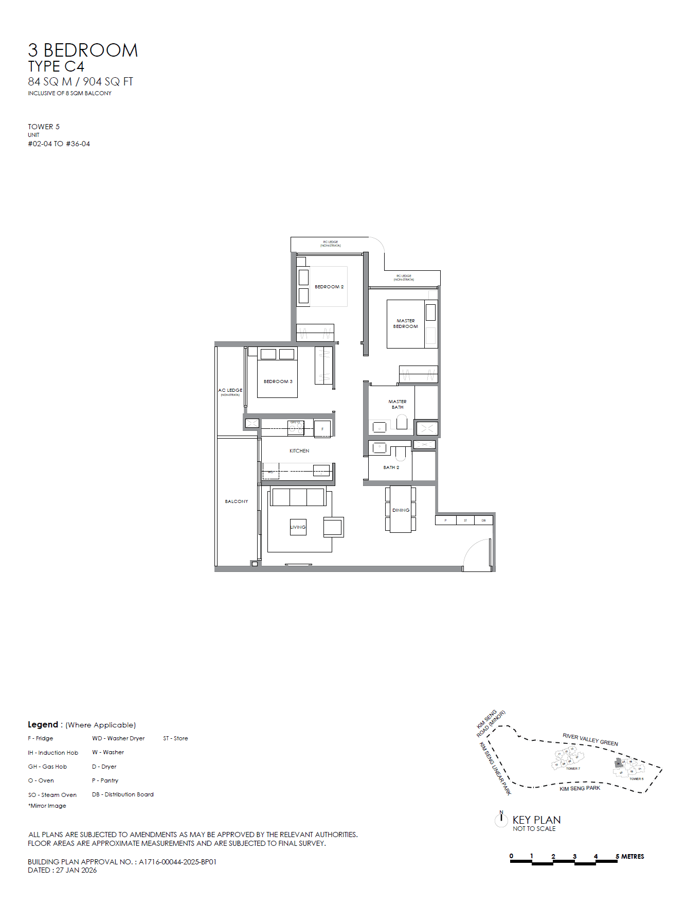 River Modern, floor plan C4 (3 Bedroom)