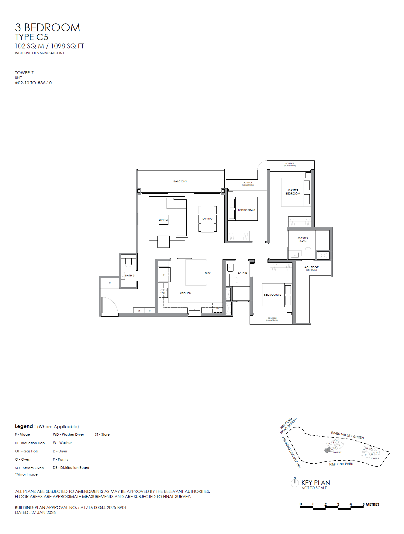 River Modern, floor plan C5 (3 Bedroom Plus)