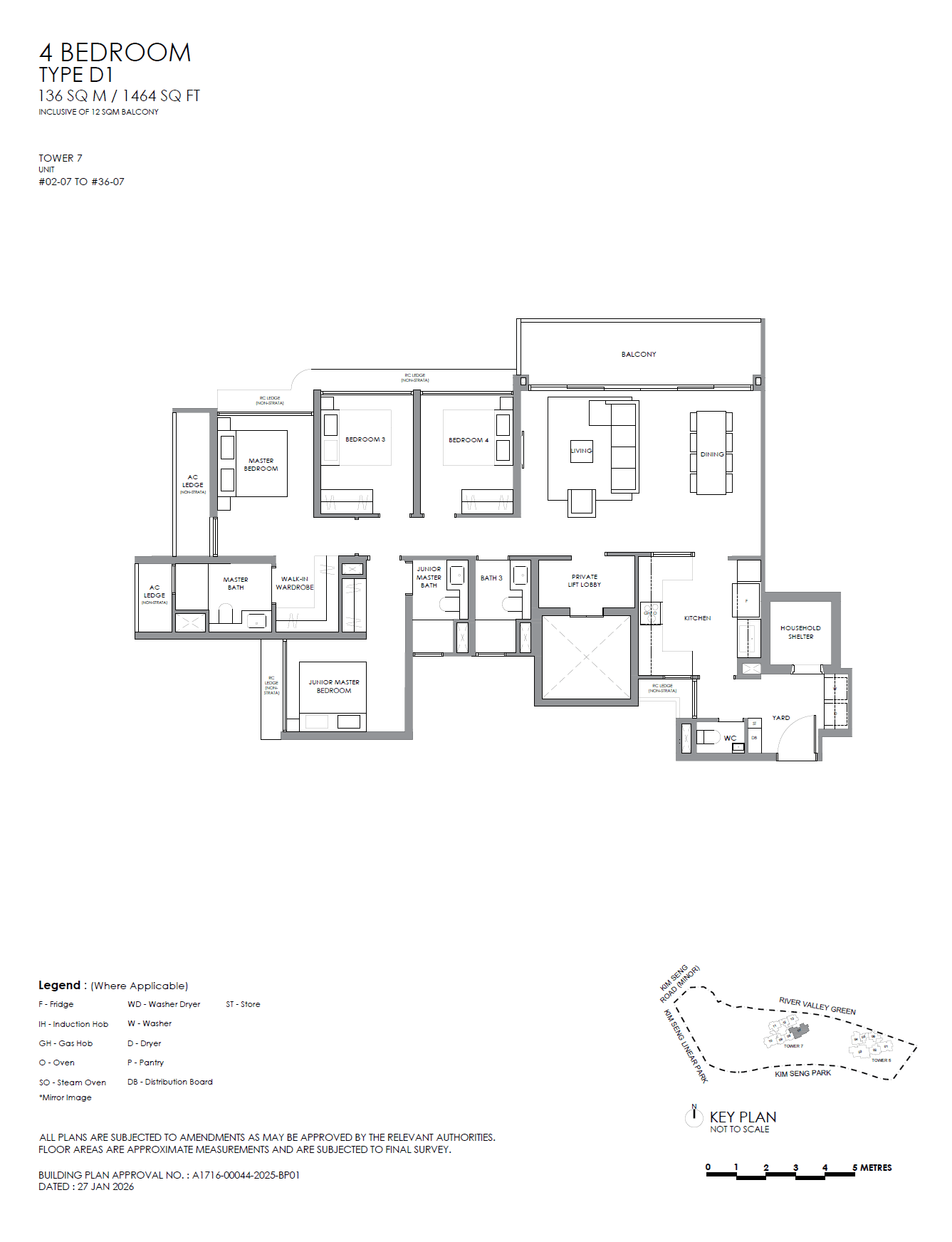 River Modern, floor plan D1 (4 Bedroom)